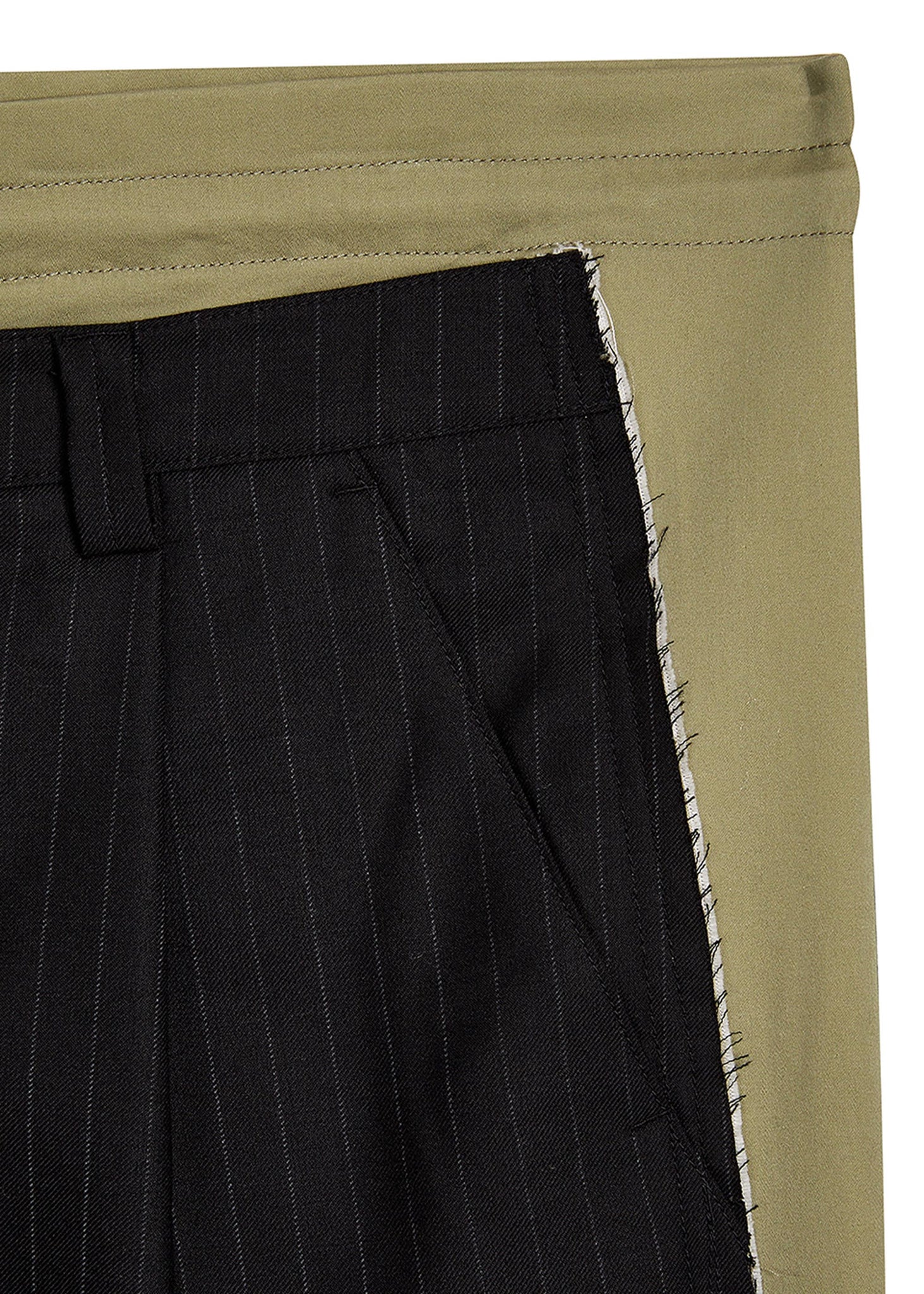 Black and Khaki Relaxed Faux Trousers