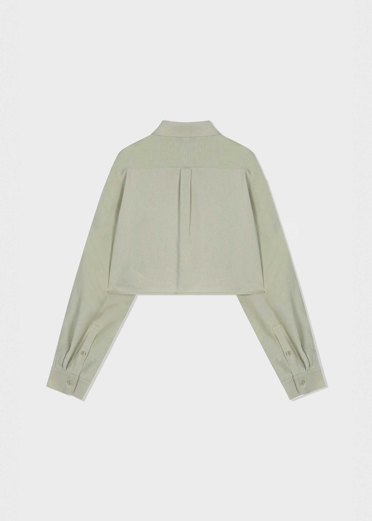 Khaki Cropped Pocket Button Down Shirt