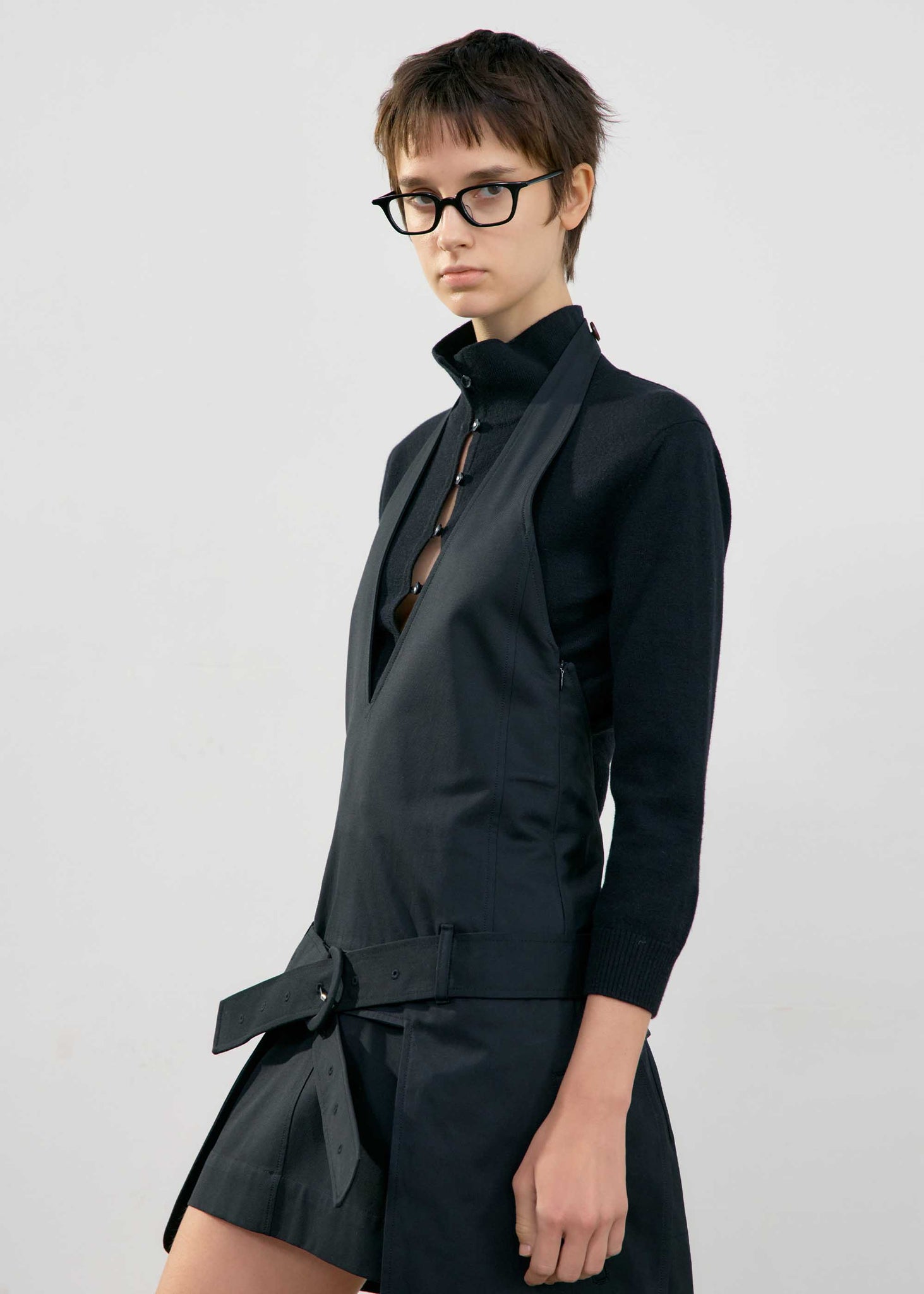 Black Halter-Neck Pocket Mini Dress