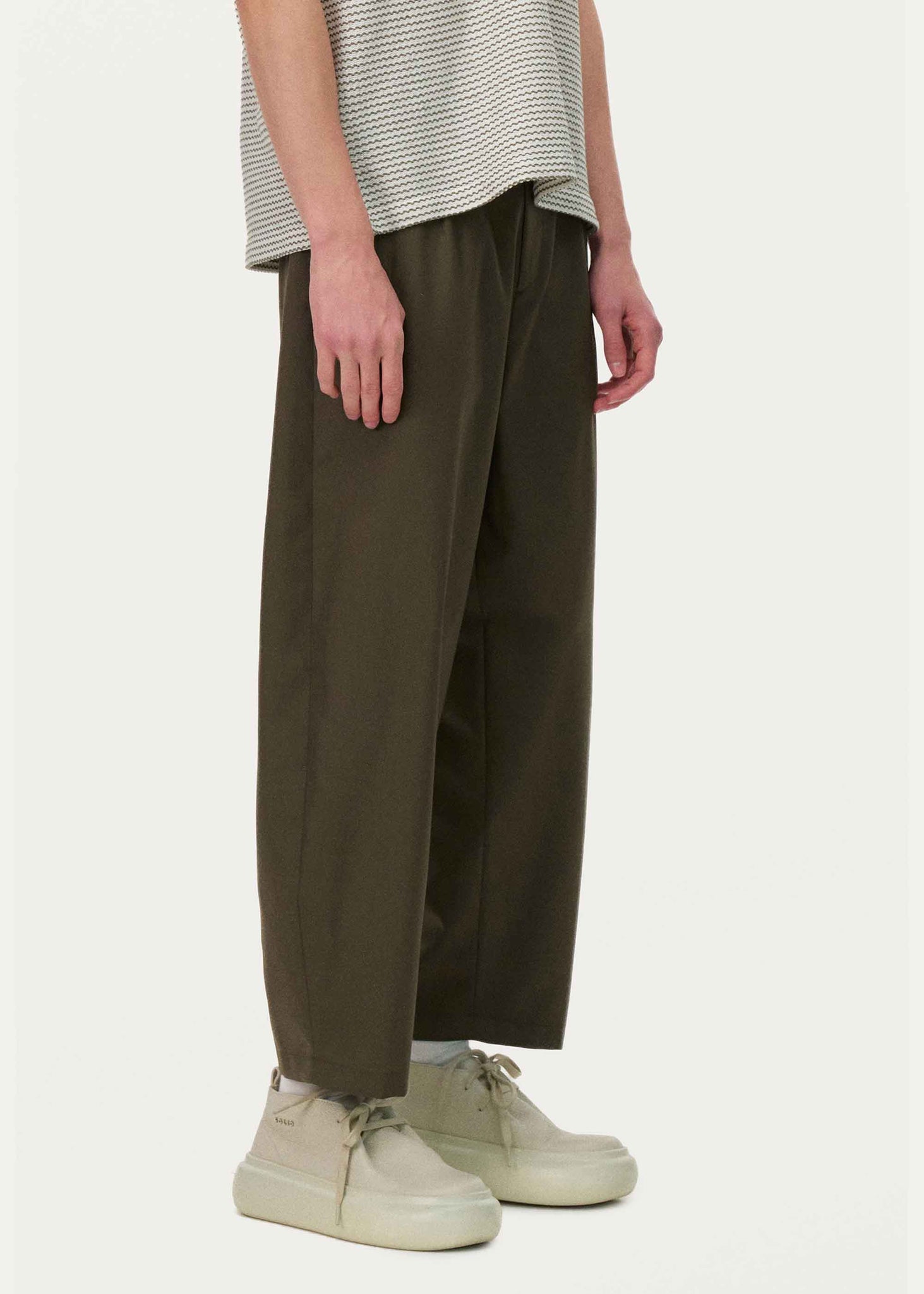 Khaki Cropped Tapered Trouser