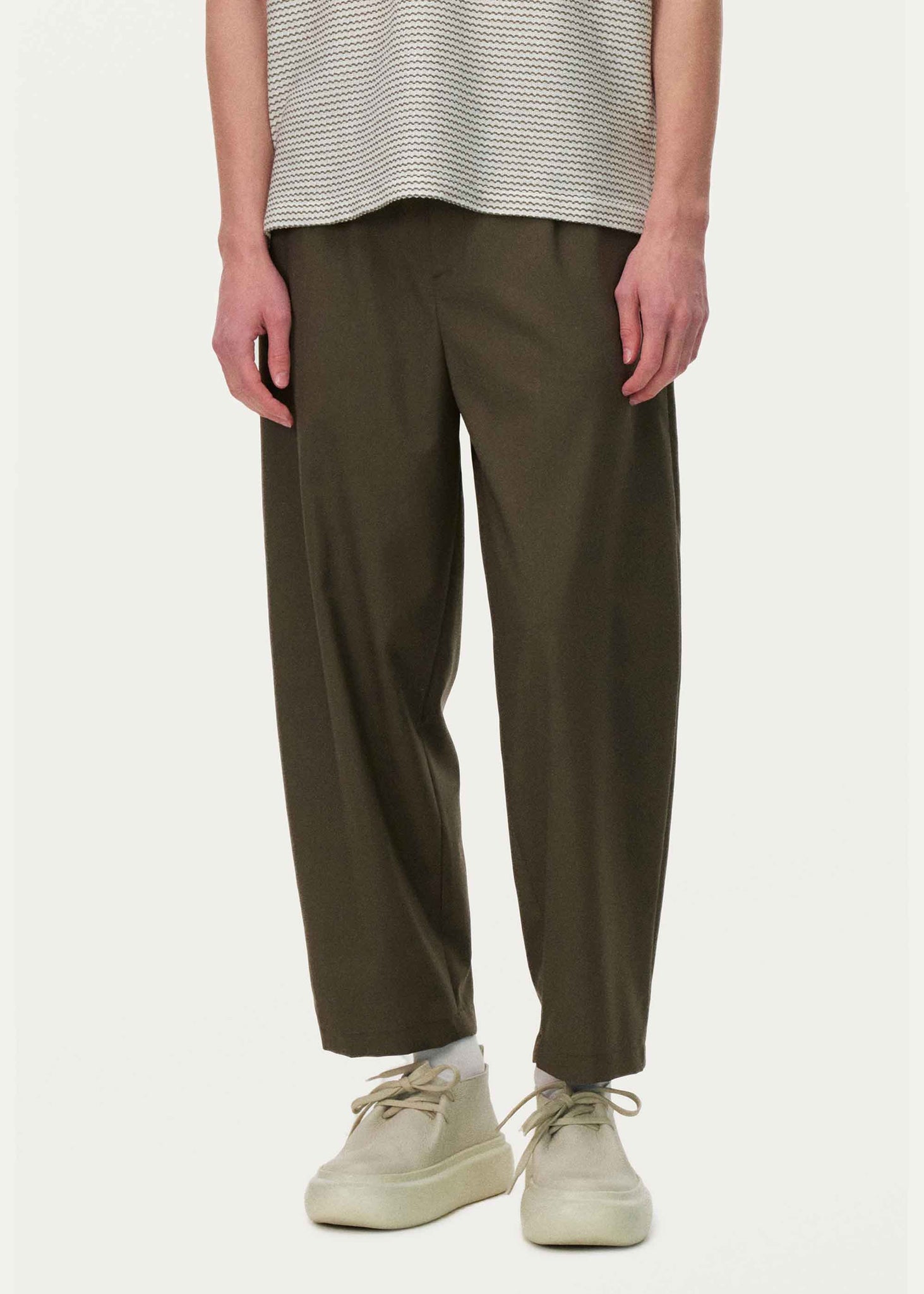 Khaki Cropped Tapered Trouser