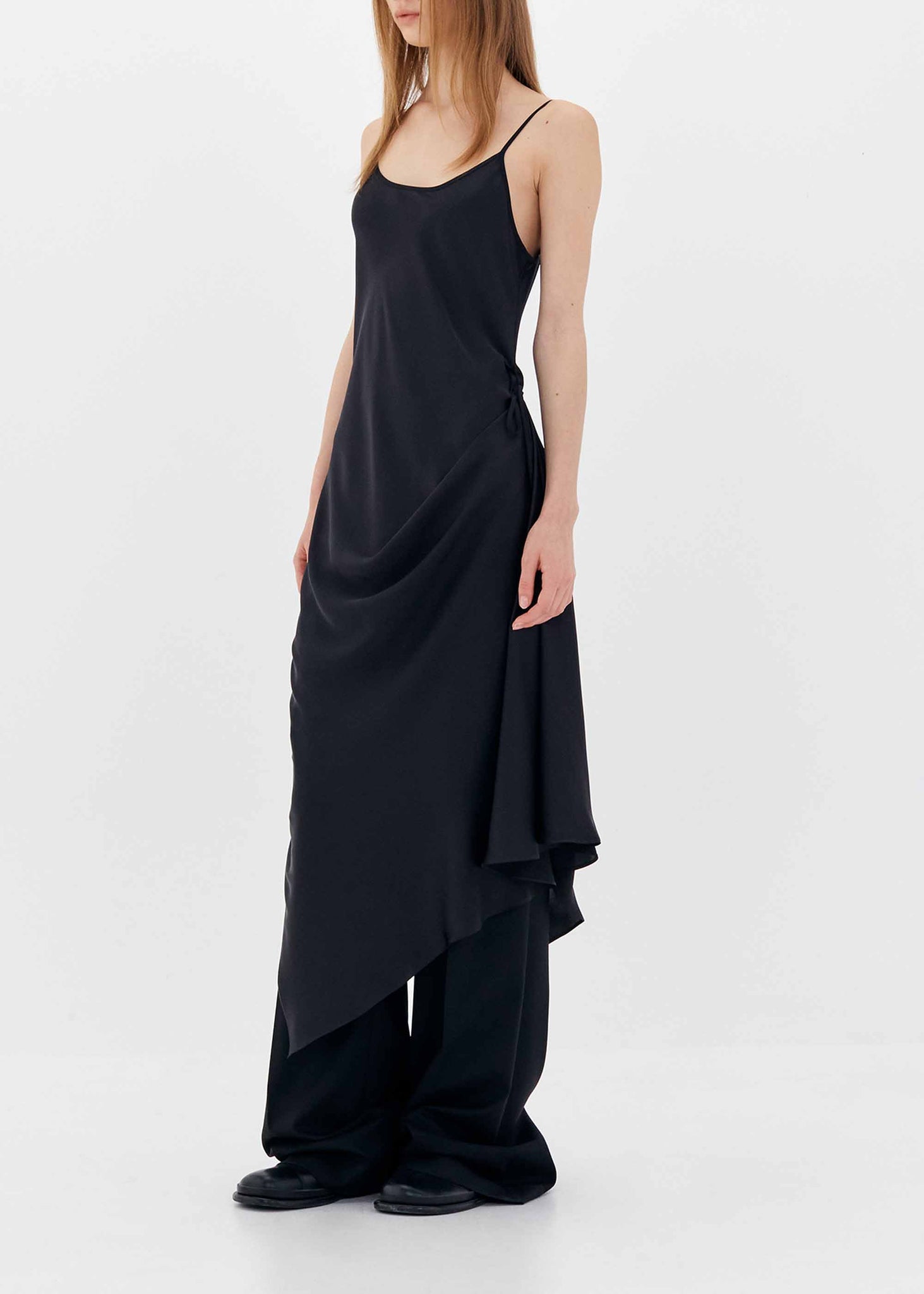 Black Asymmetric Midi Dress