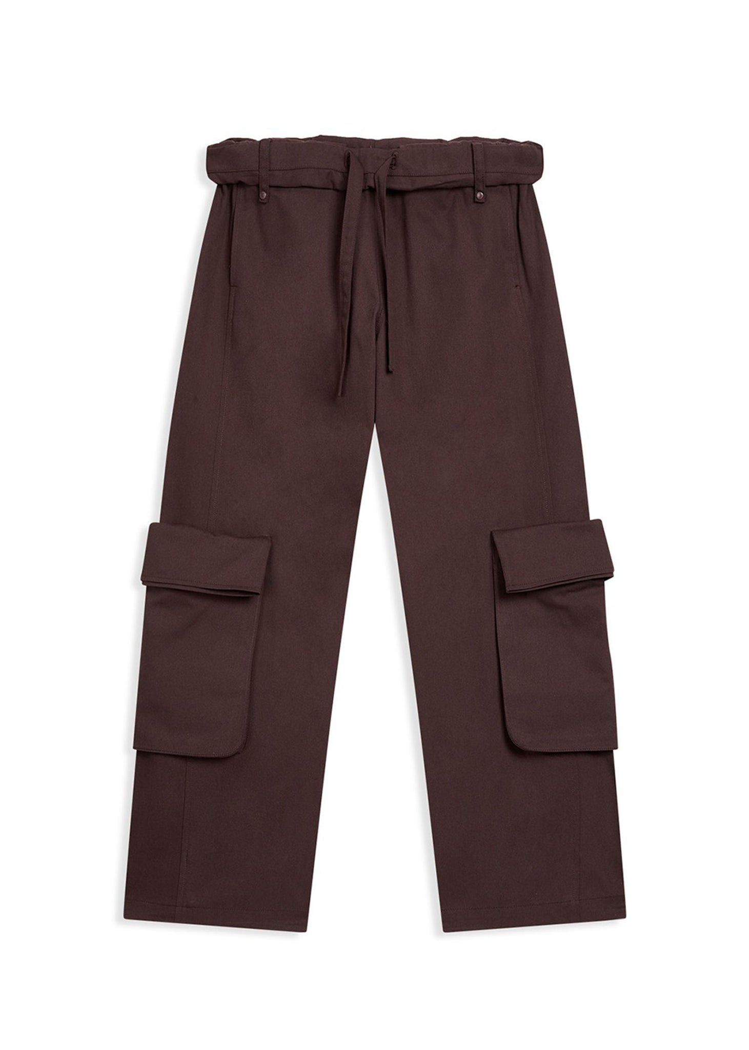 Burgundy Rolled Waist Cargo Pants