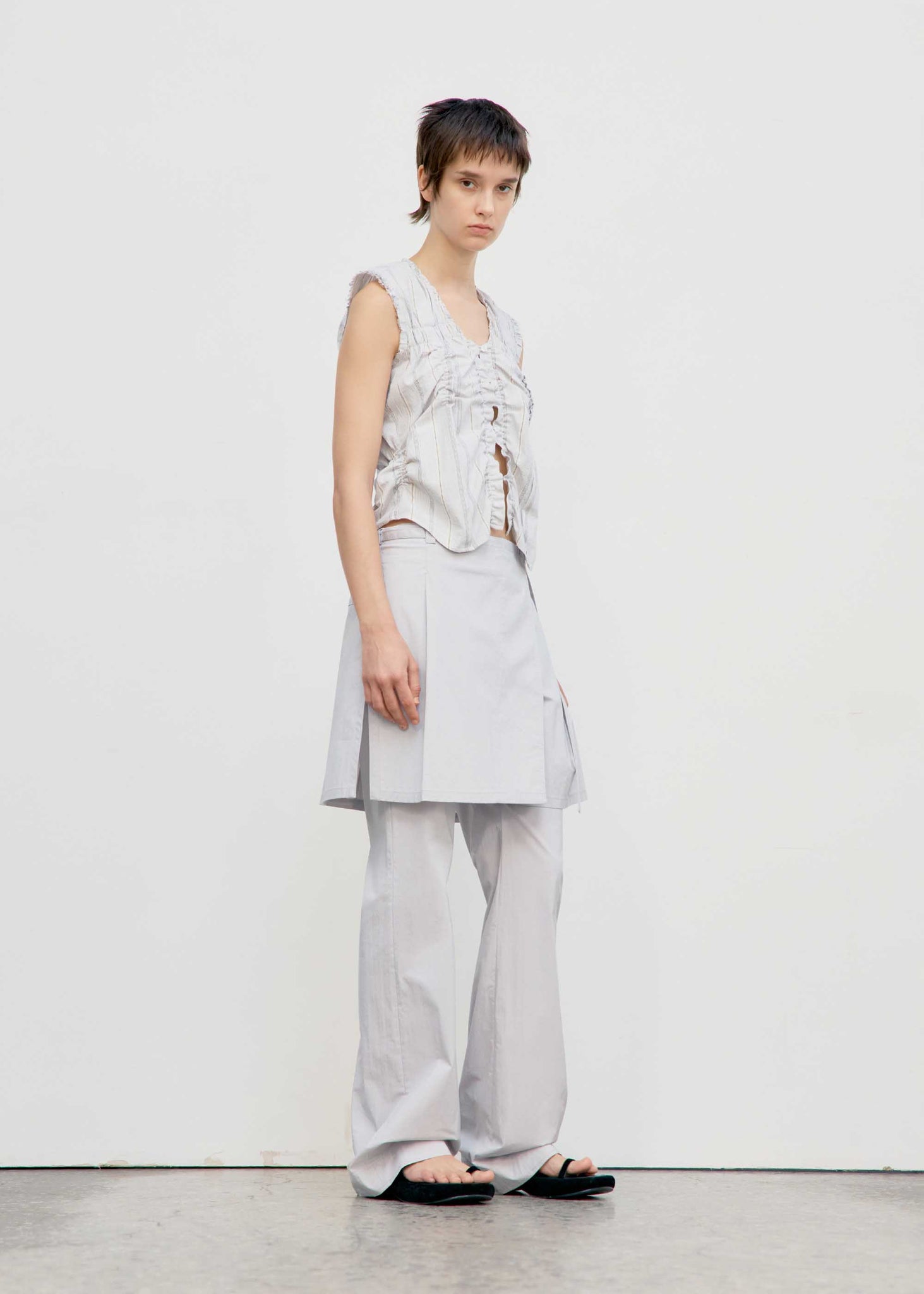 Light Grey Ruffled Vest