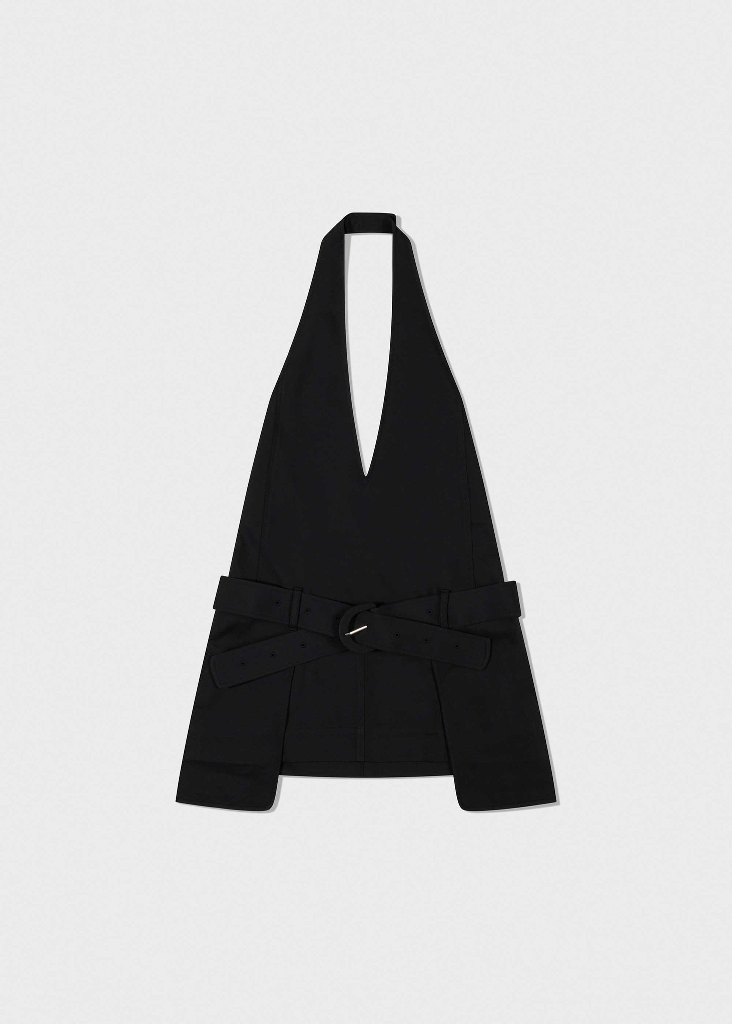 Black Halter-Neck Pocket Mini Dress
