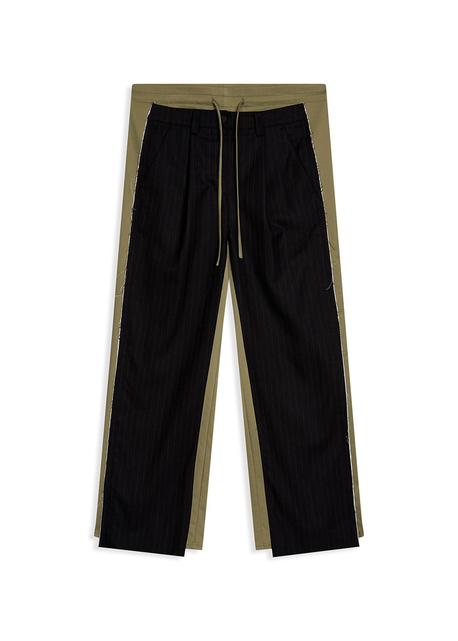 Black and Khaki Relaxed Faux Trousers