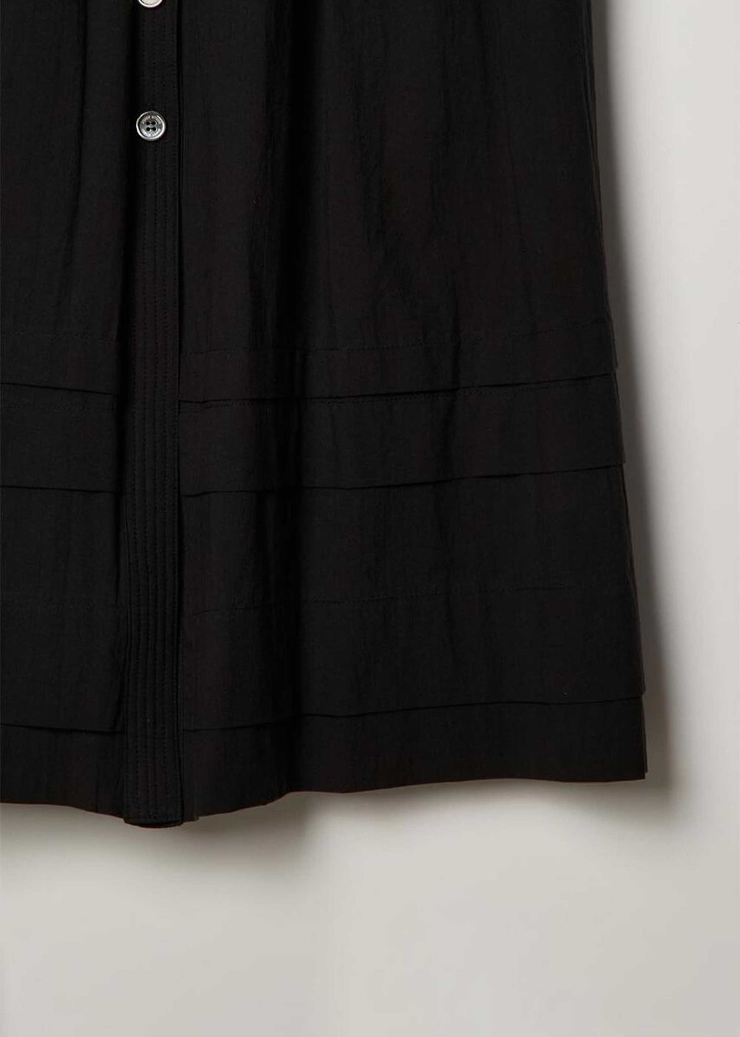 Black Square-Neck Buttoned Midi Dress