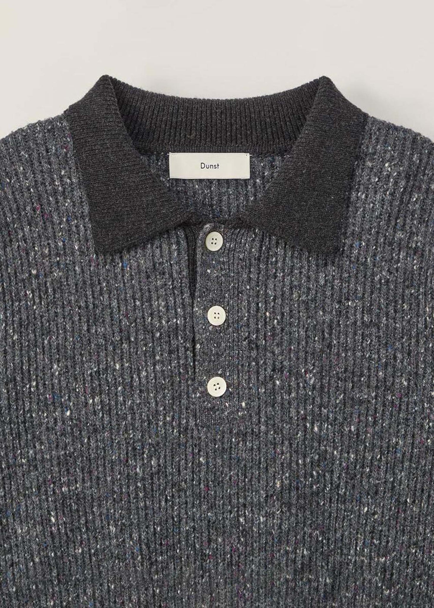 Grey Melange Ribbed Polo