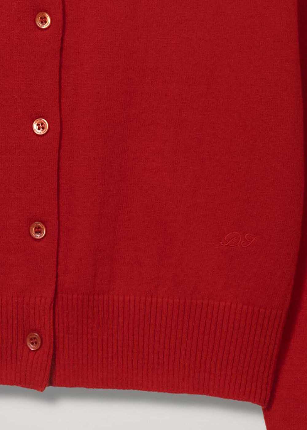Red Round-Neck Wool Cardigan