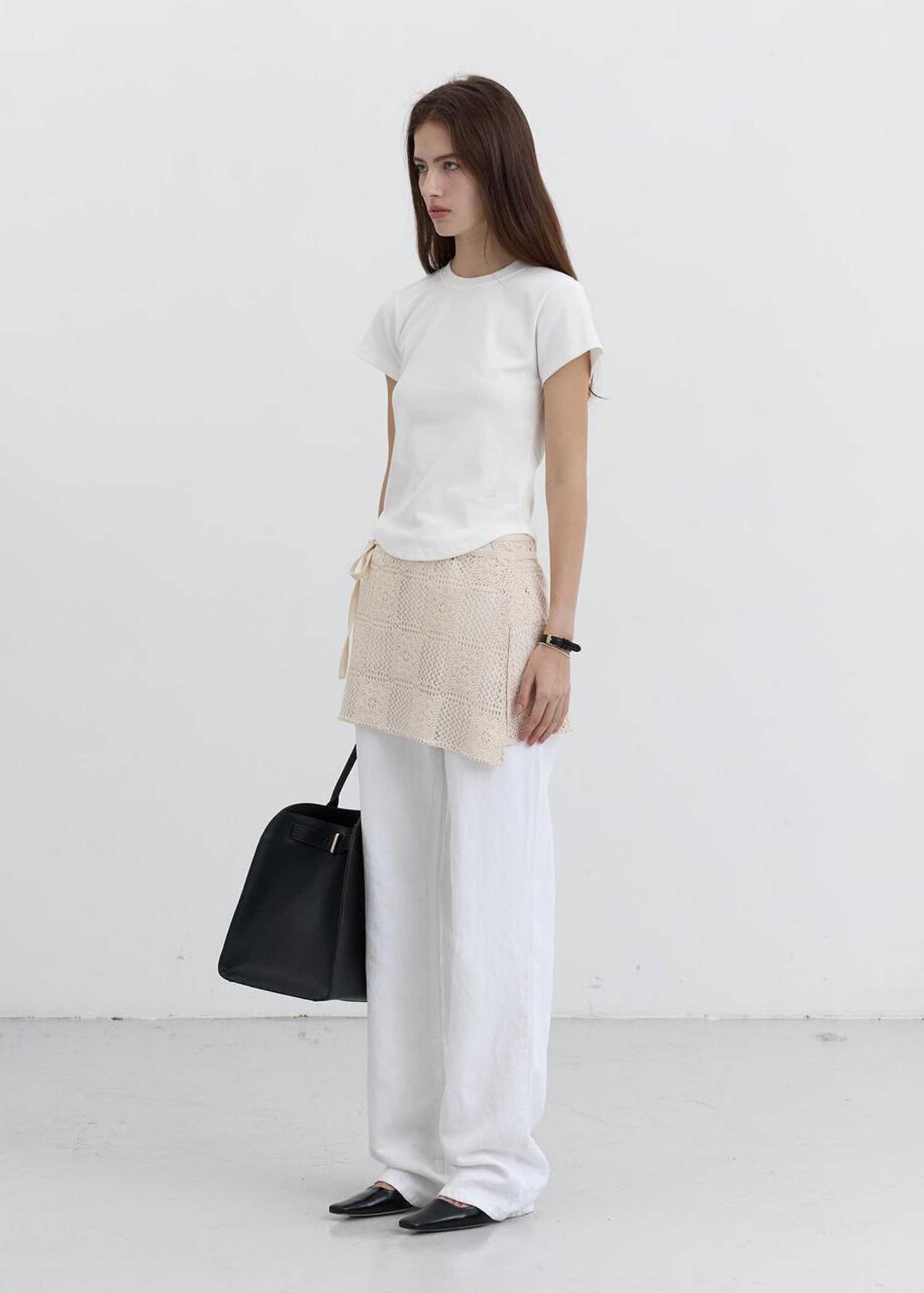 White Crescent Hem Mini T-Shirt