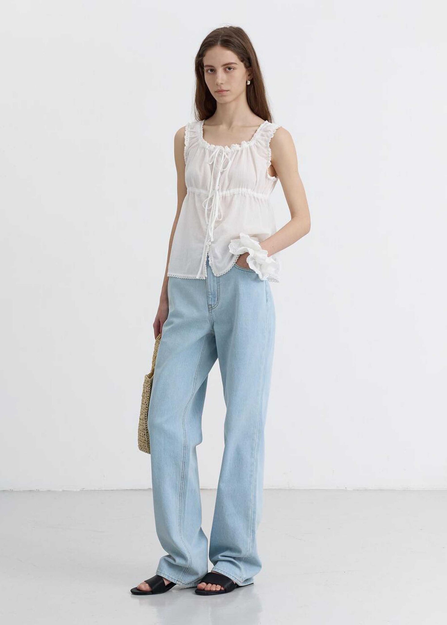 Light Blue Straight-Cut Jeans