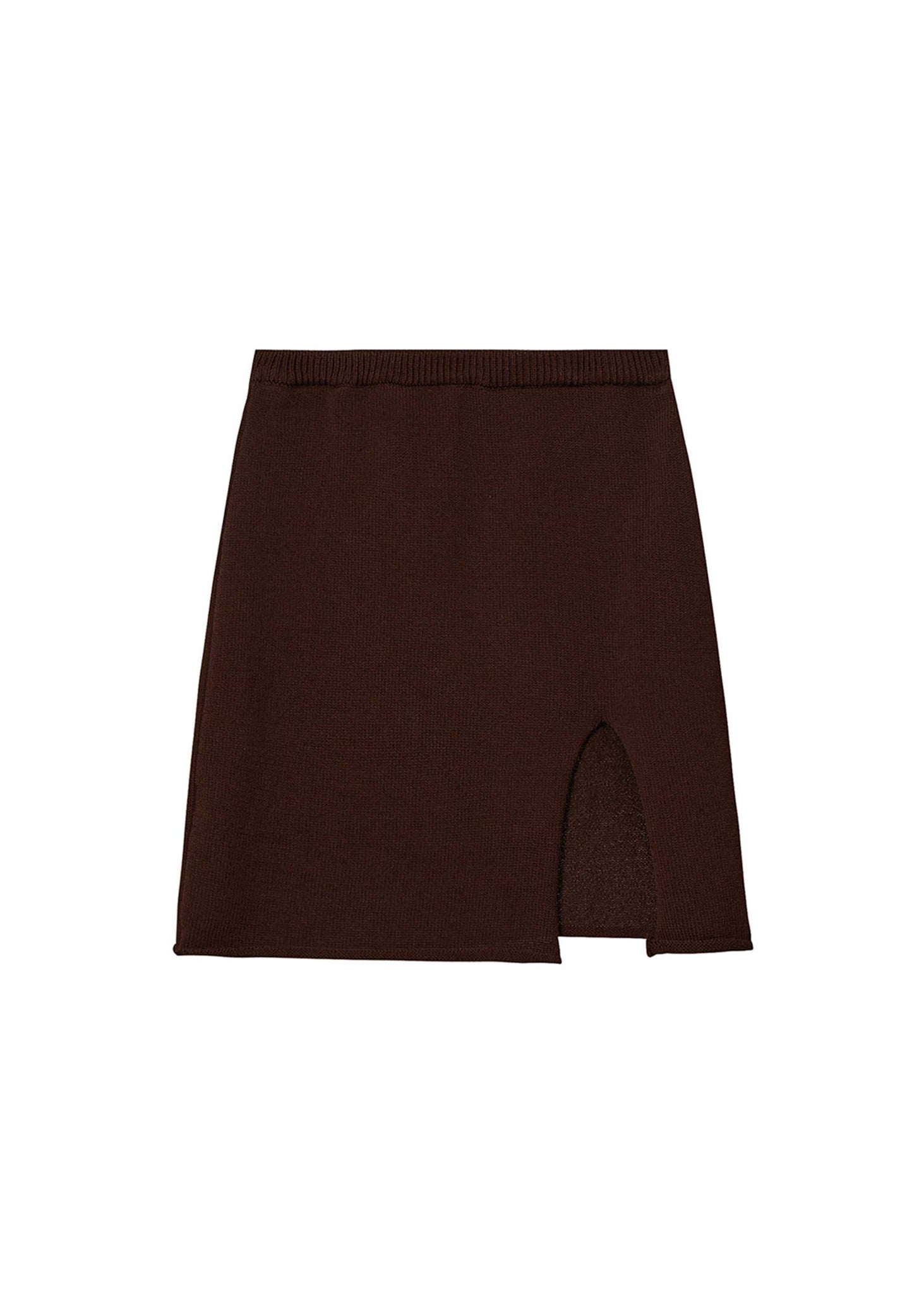 Brown Slit Knitted Skirt - 157Moments