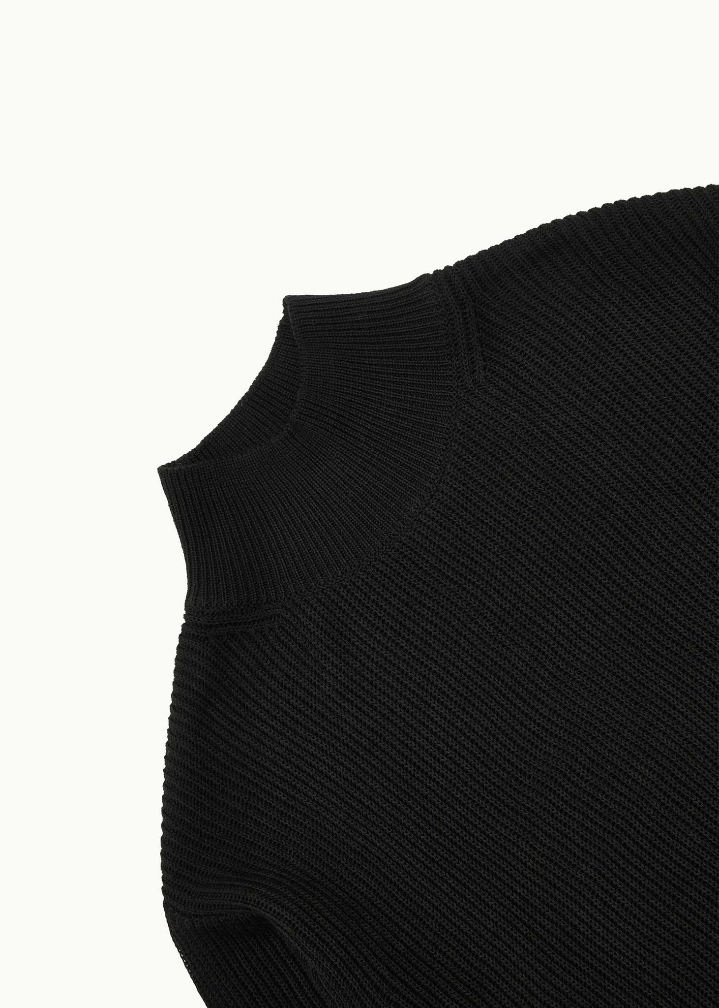 Black Ribbed Turtleneck Pullover