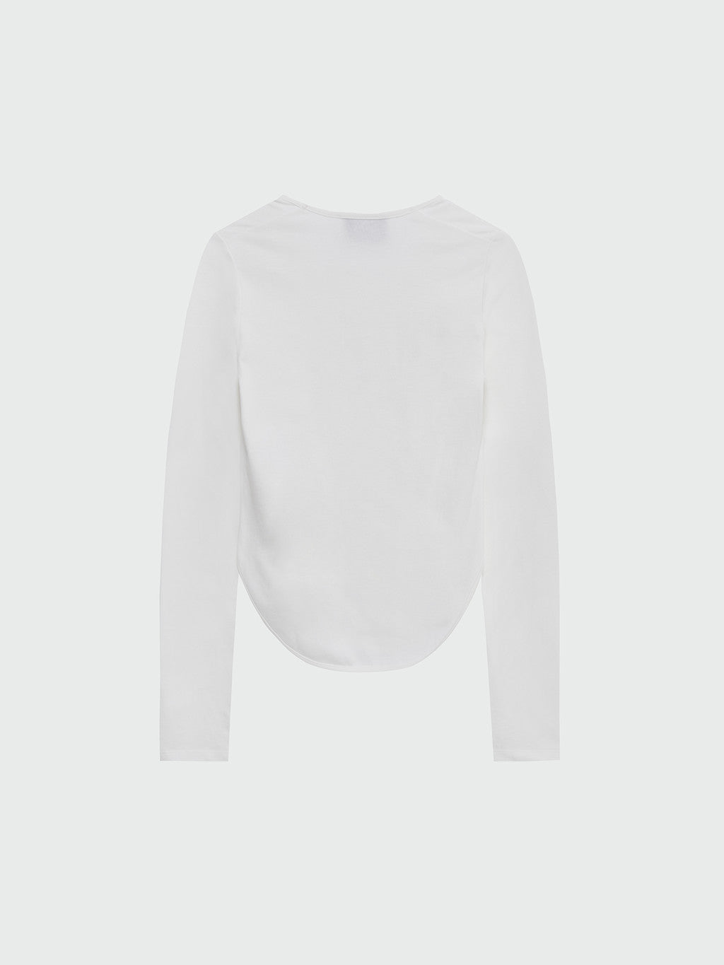 White Long Sleeve Scoop Neck T-Shirt