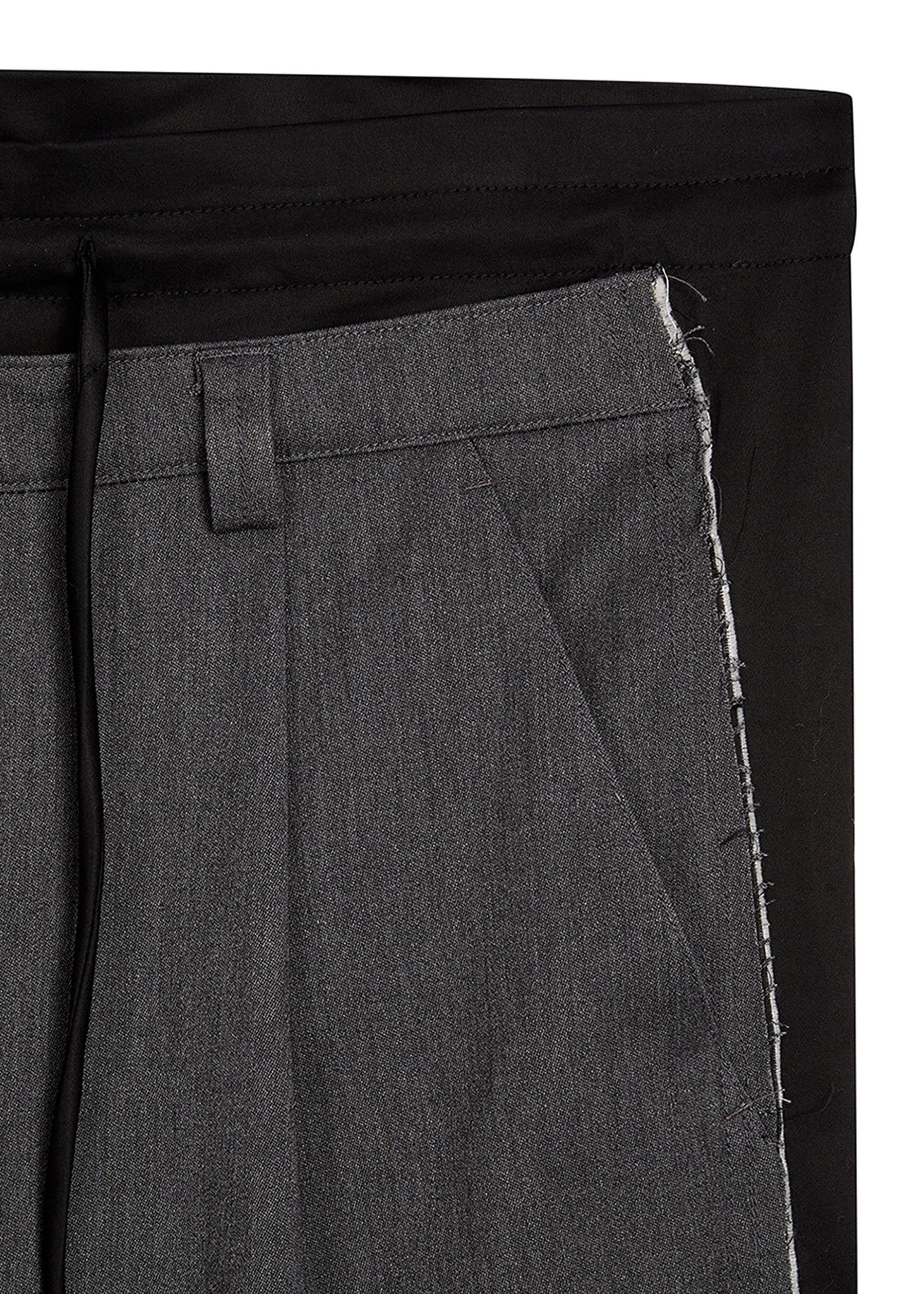 Grey and Black Relaxed Faux Trousers