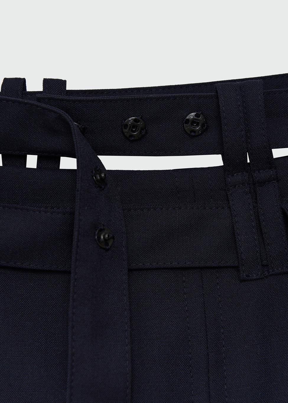 Navy Double Belted Pleated Mini Skirt - 157Moments