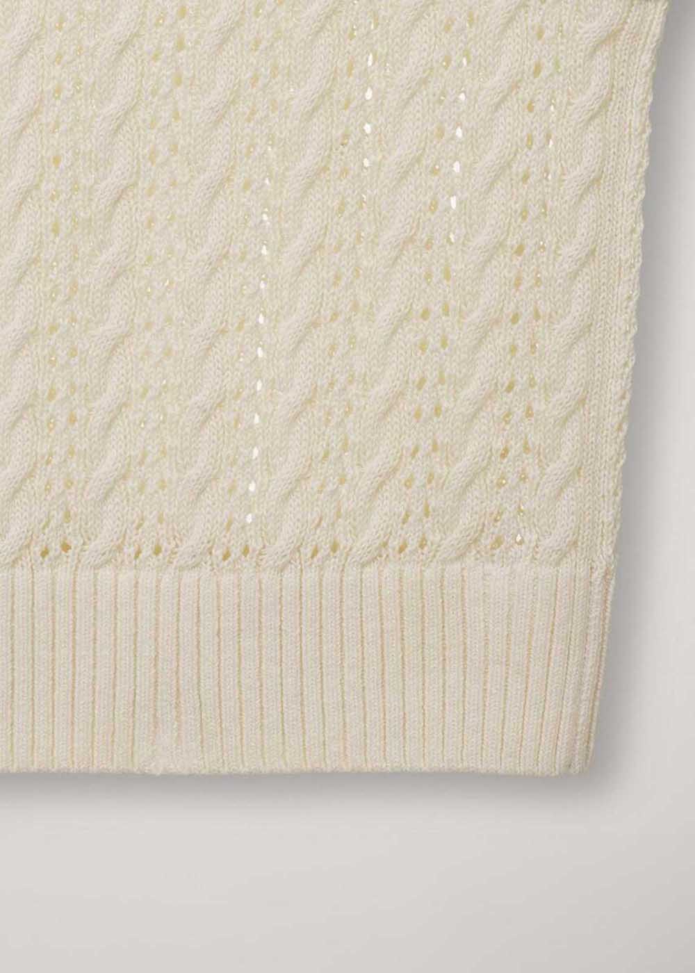 Beige Crochet-Knit V-Neck Vest