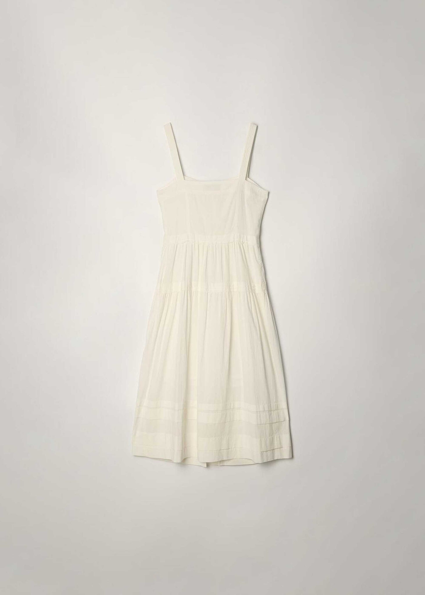 Off-White Square-Neck Buttoned Midi Dress