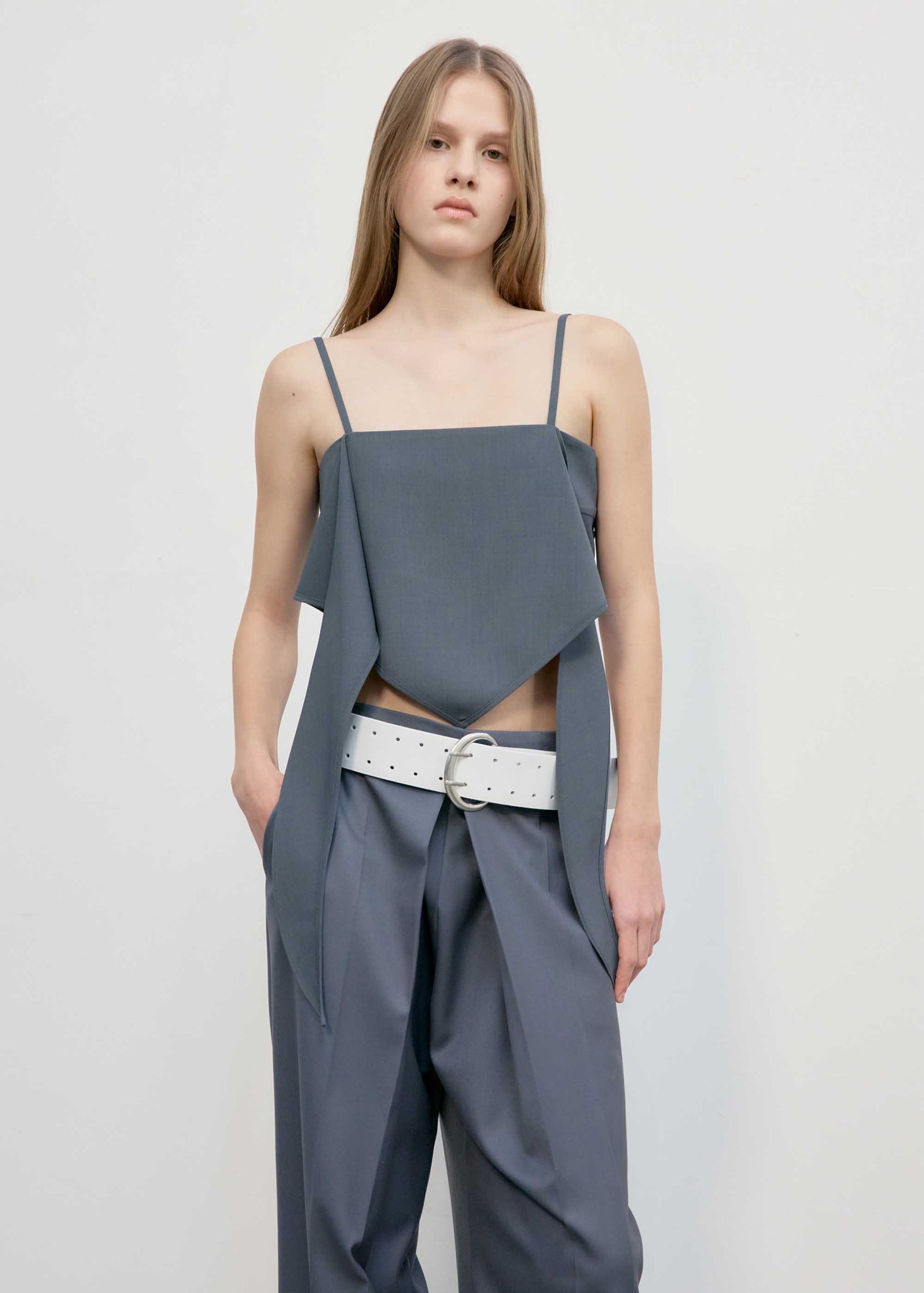 Grey Draped Camisole Top