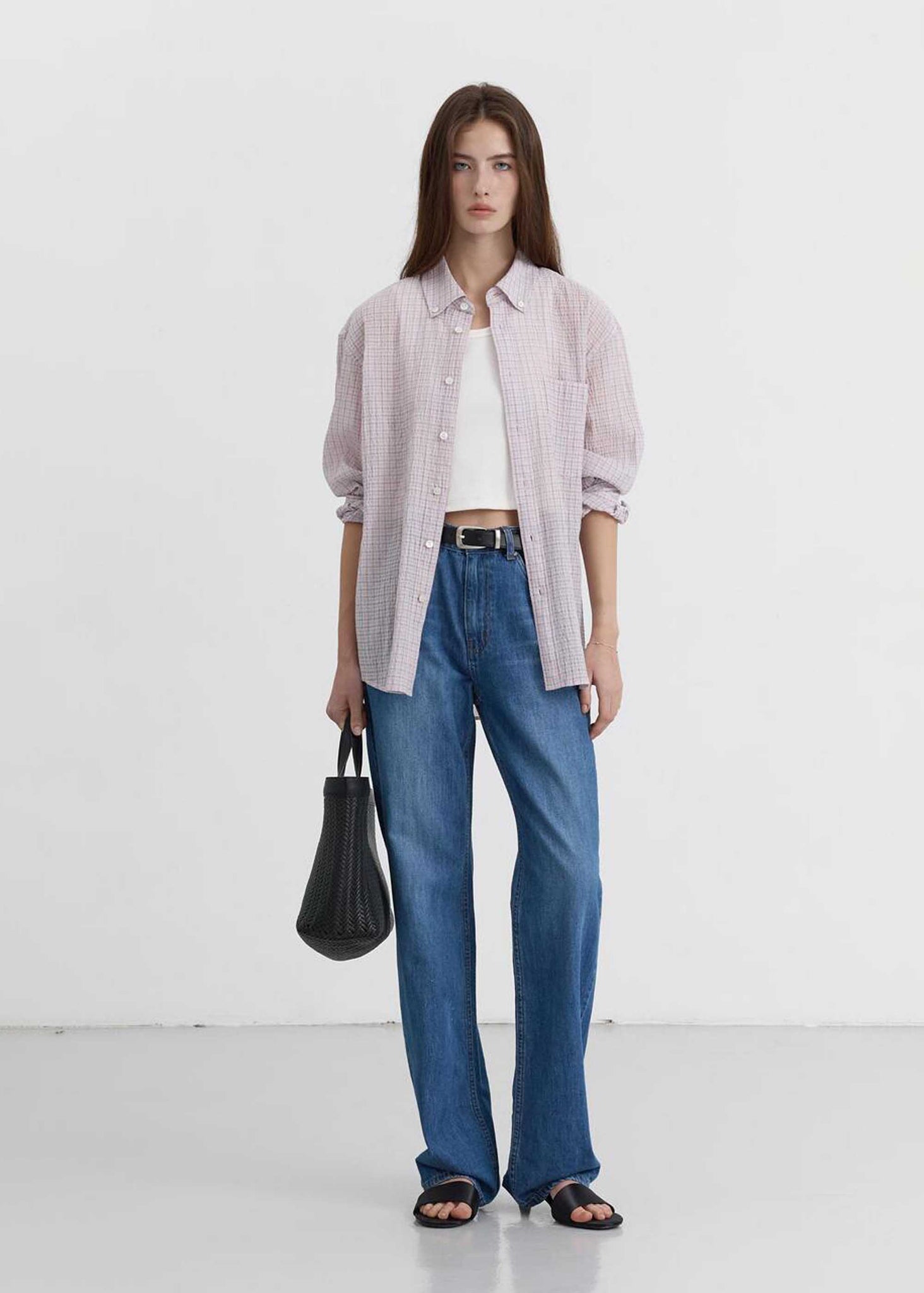 Navy Straight-Cut Jeans