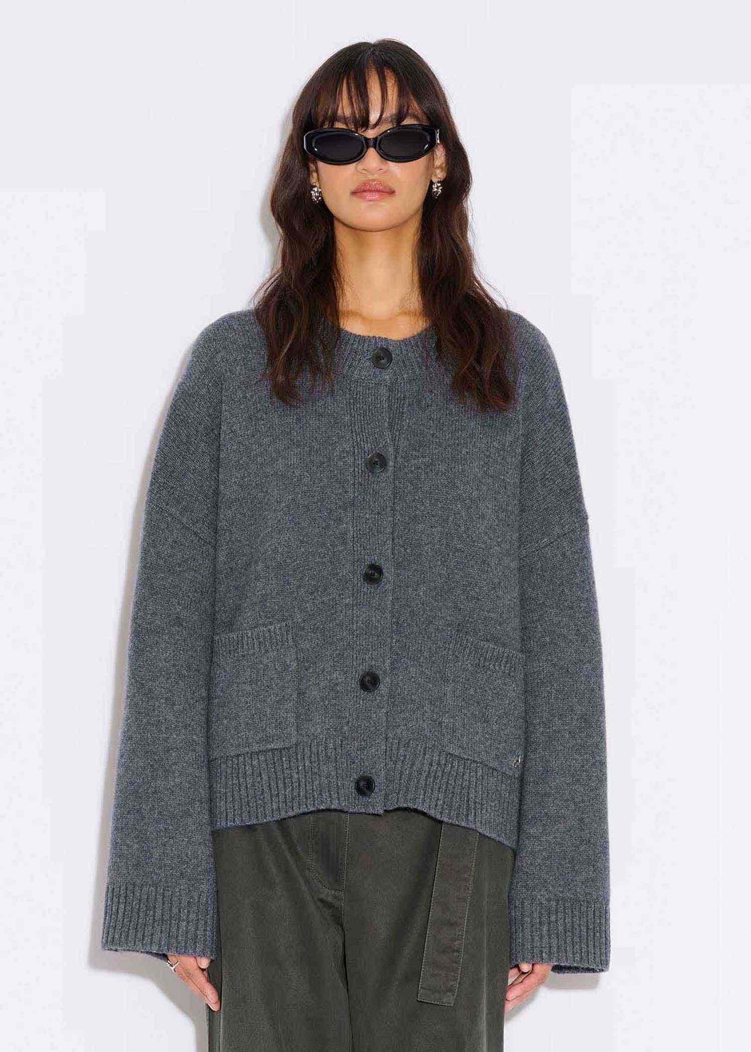 Grey Wool Wide Cardigan