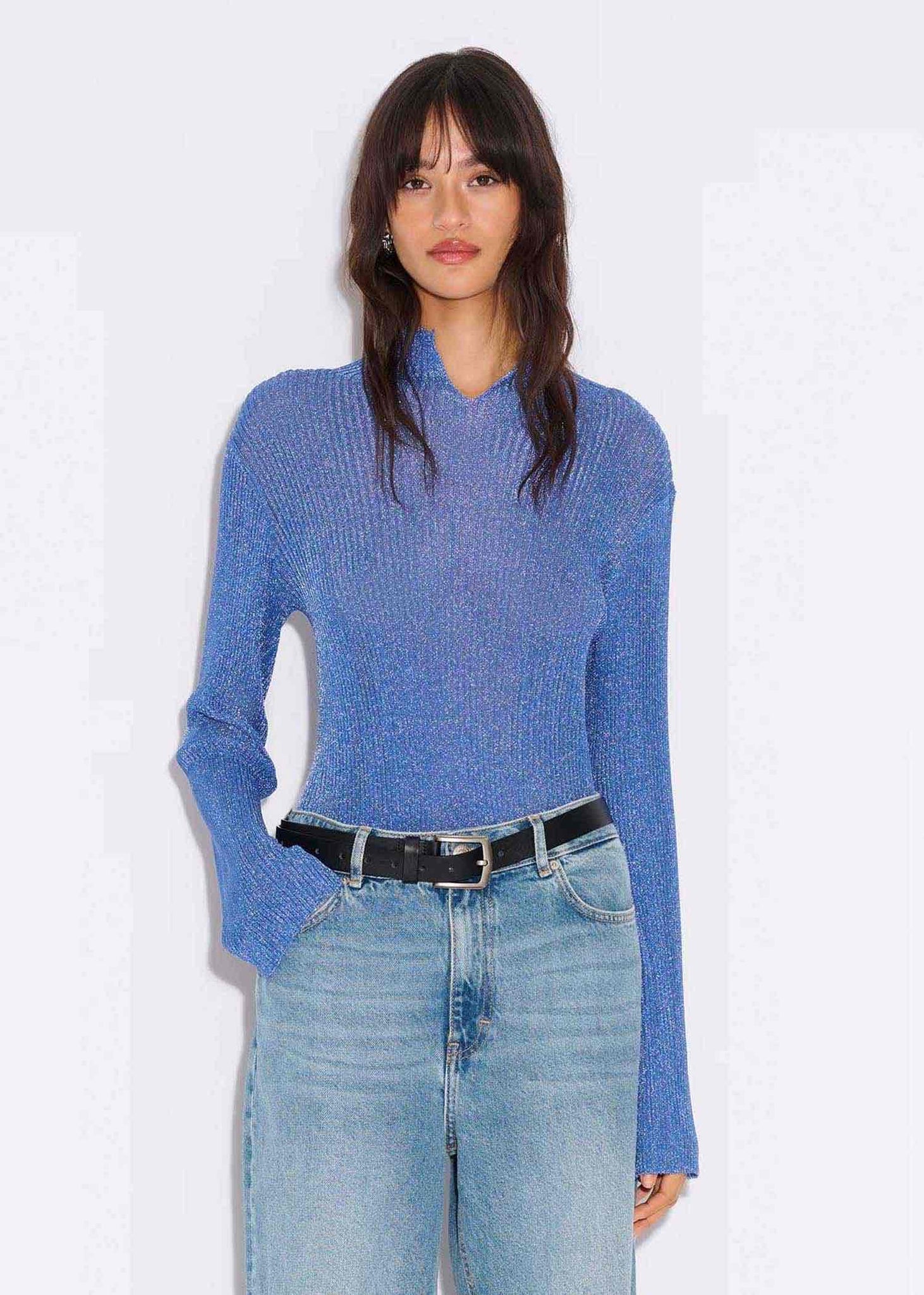 Blue Slim Turtleneck