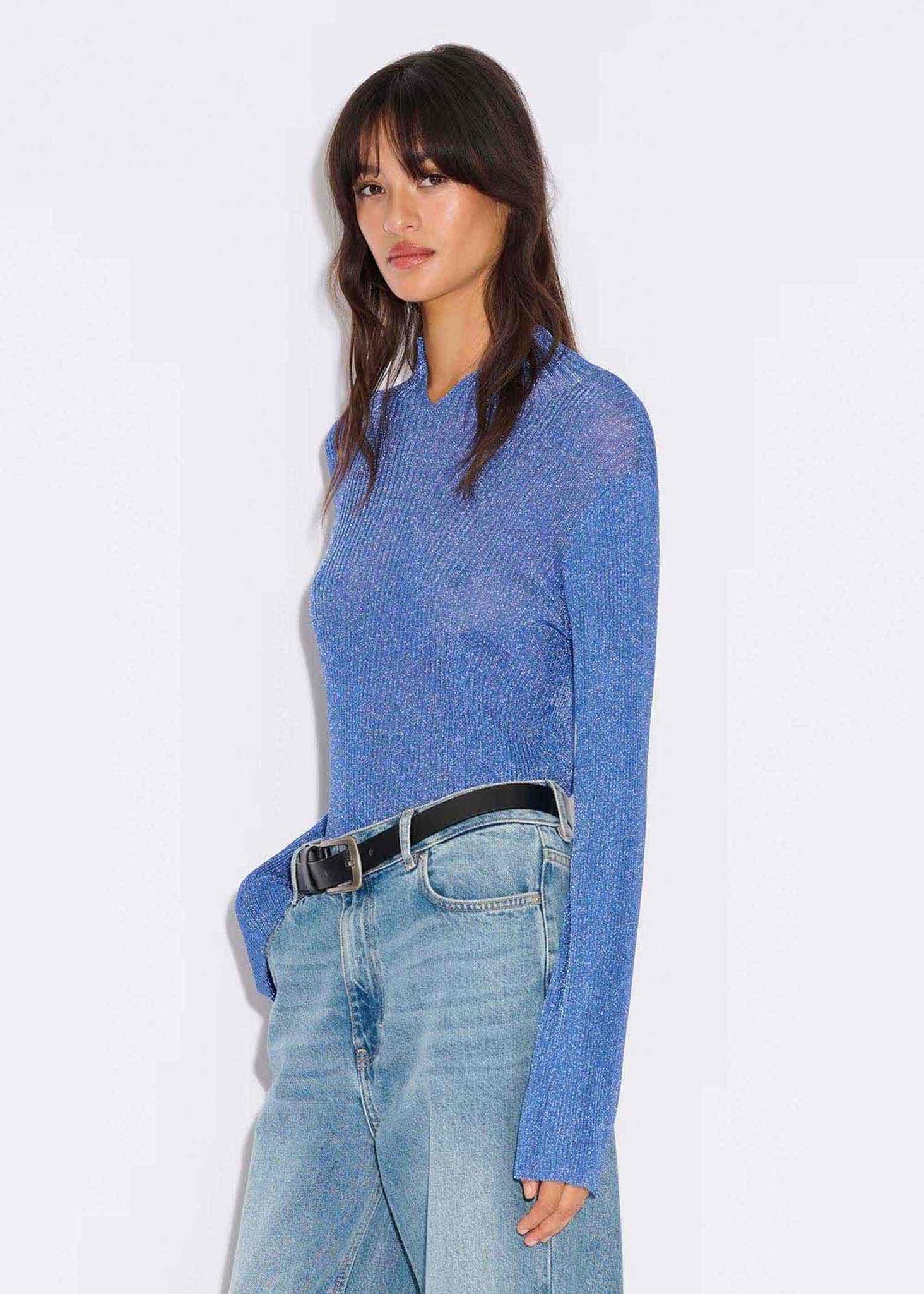 Blue Slim Turtleneck