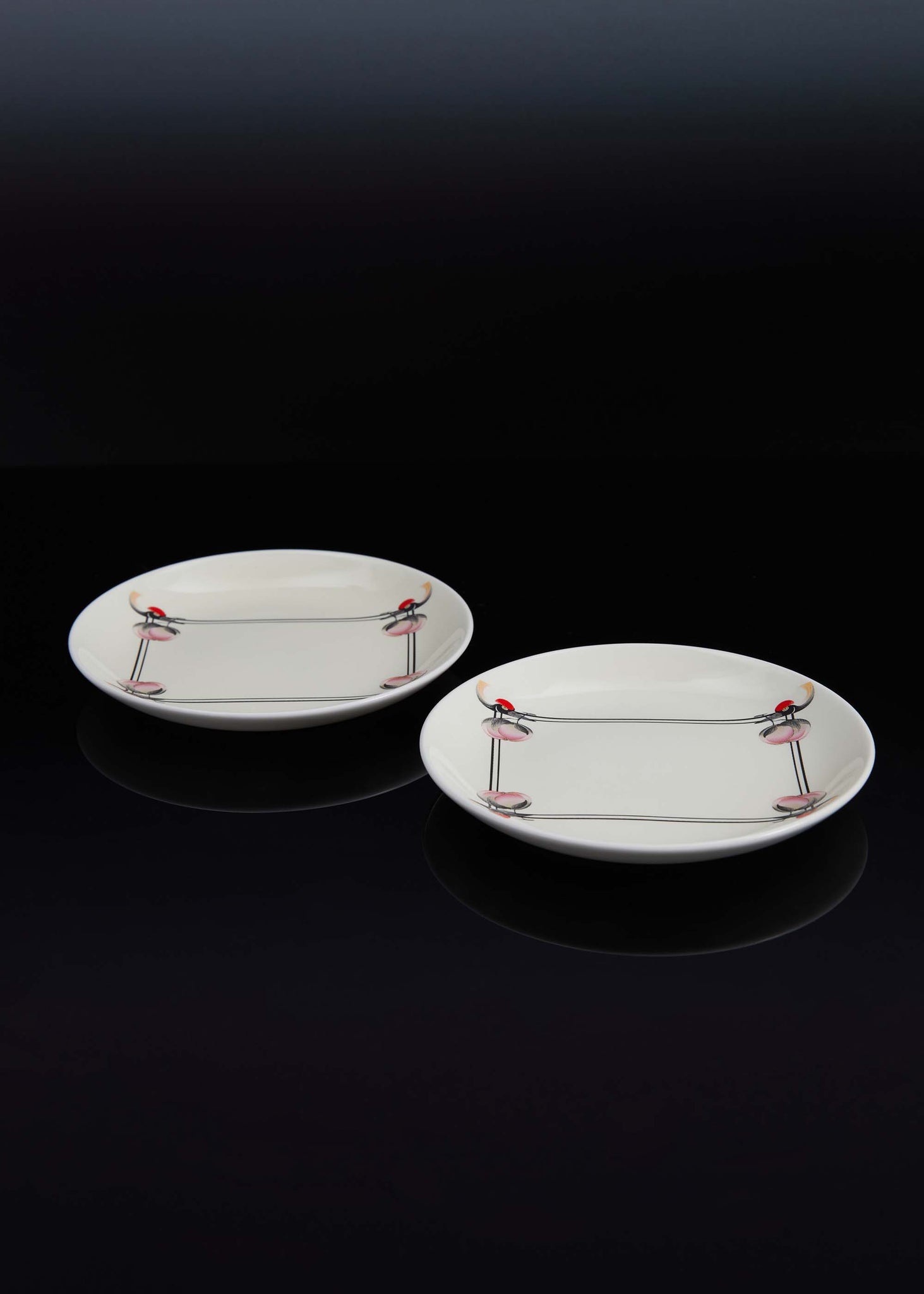 White Crane Plate Set of 2