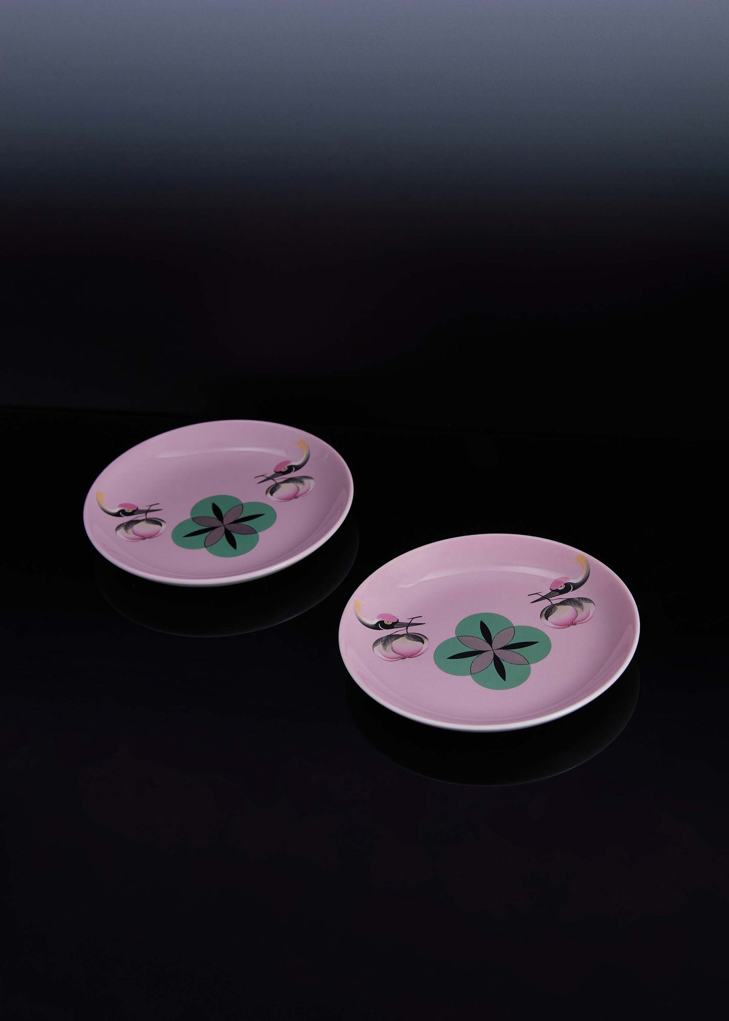 Pink Crane Plate Set of 2
