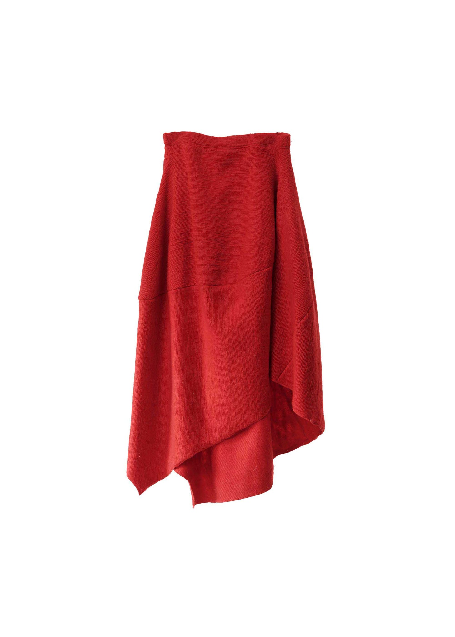 Red Bias Cut Wool Maxi Skirt