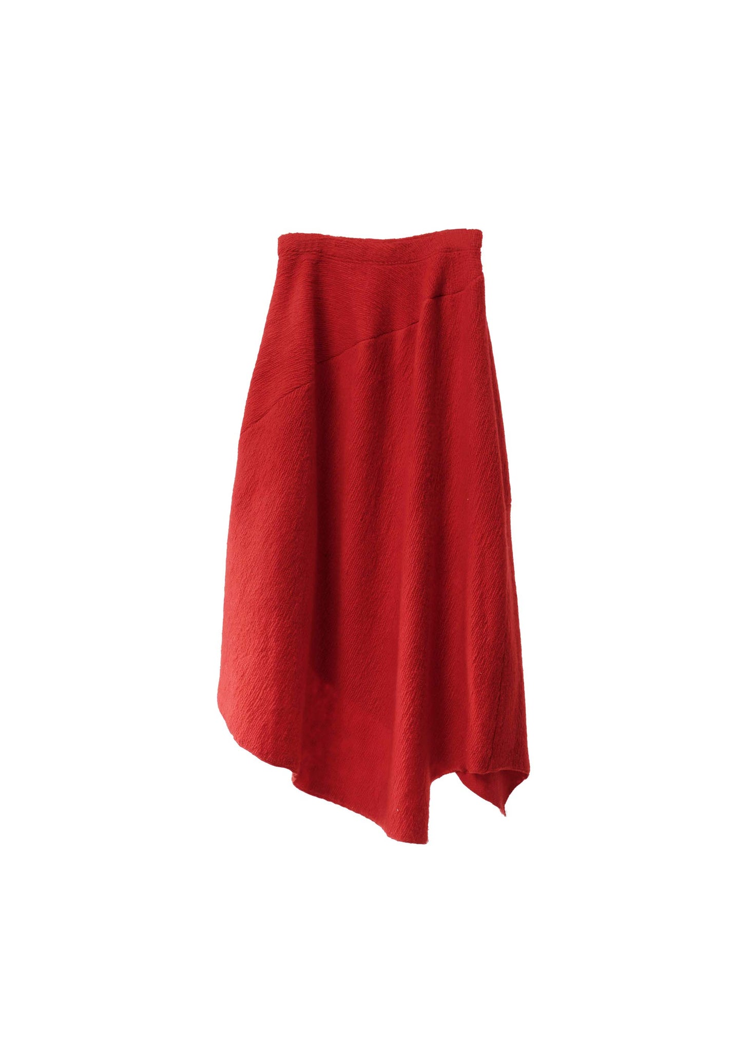 Red Bias Cut Wool Maxi Skirt