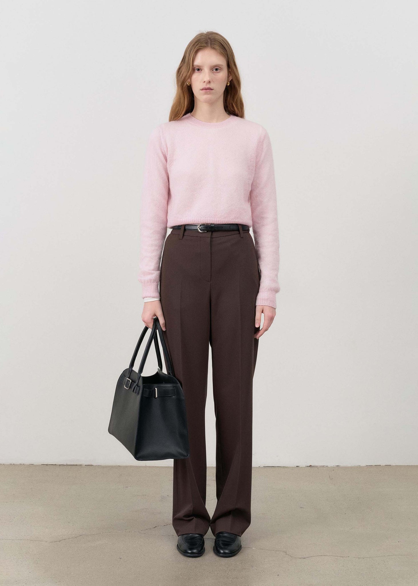 Dark Brown Classic Pleated Trousers