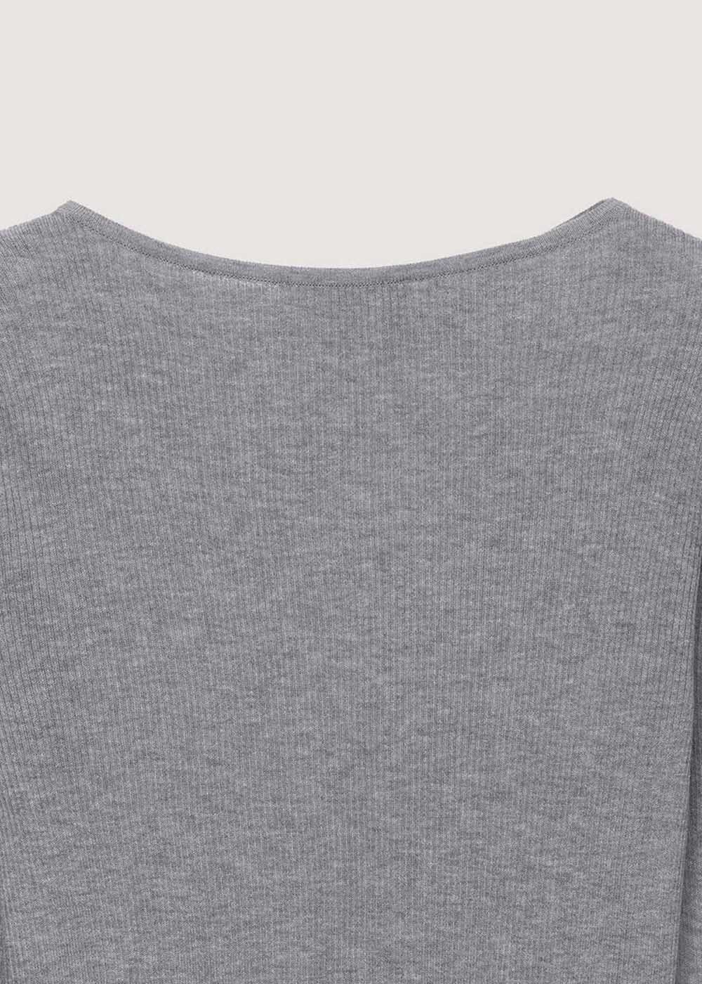 Grey Asymmetric Buttoned Knit Top