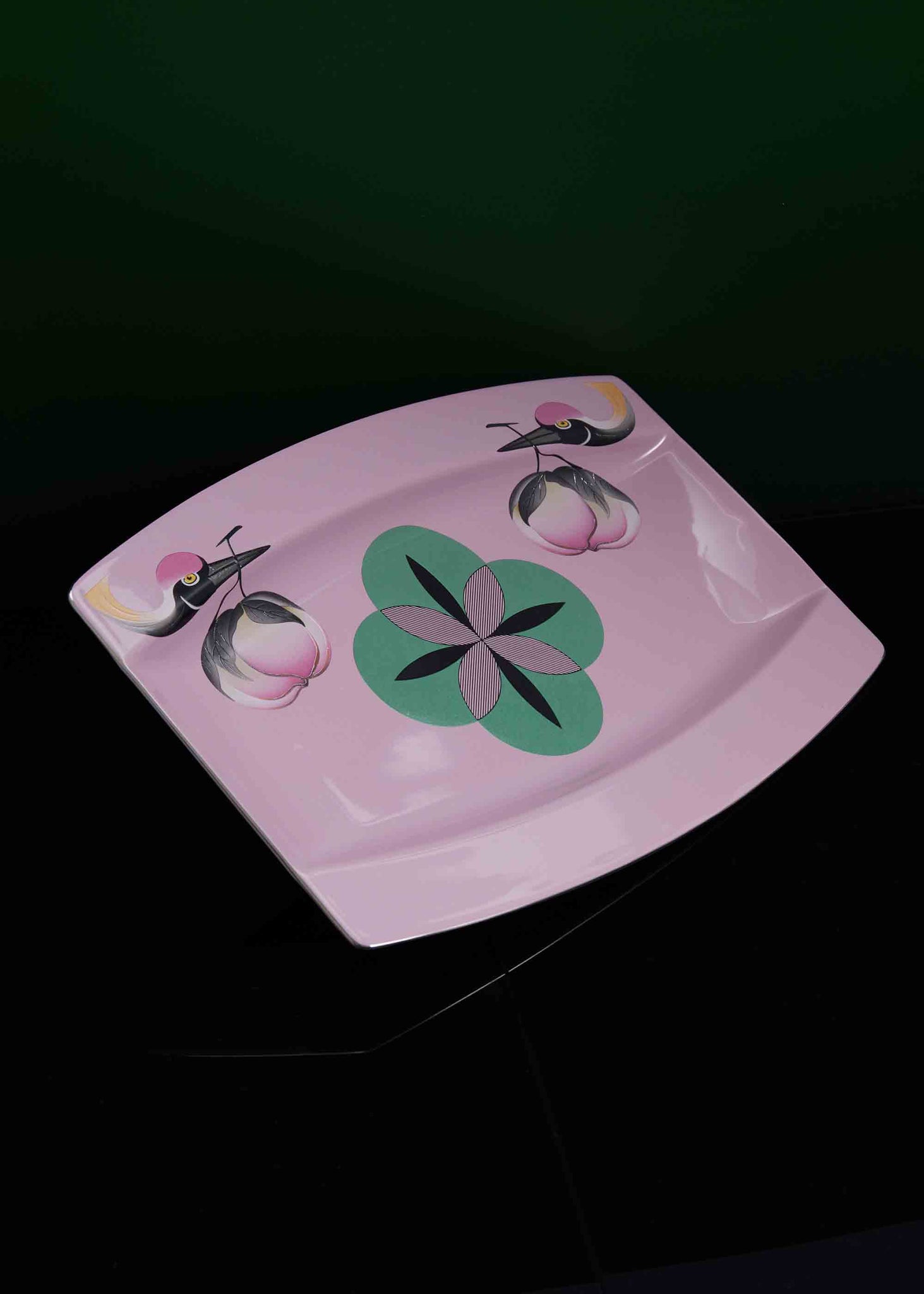 Pink Crane Serving Plate