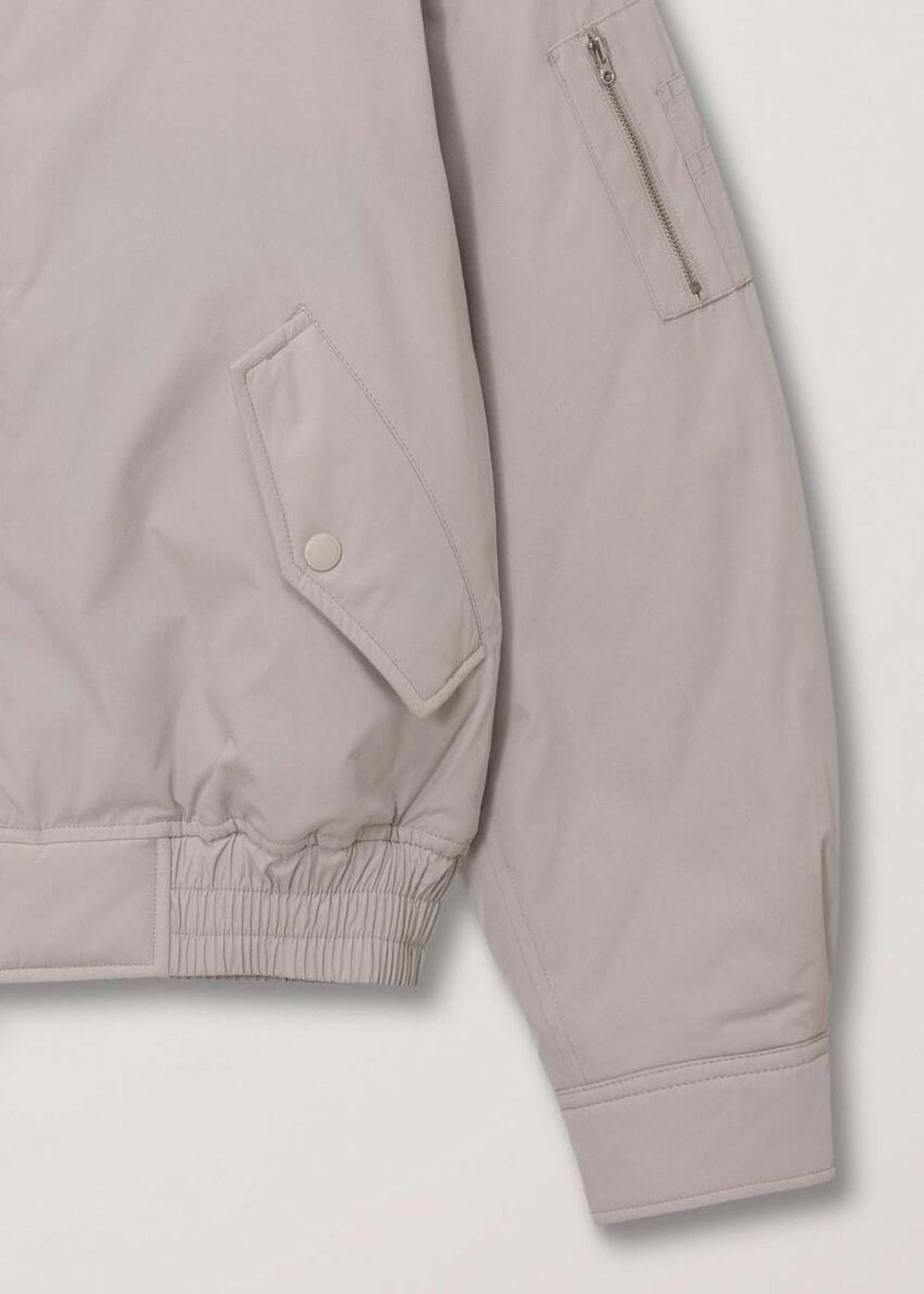 Beige Puffed Bomber Jacket