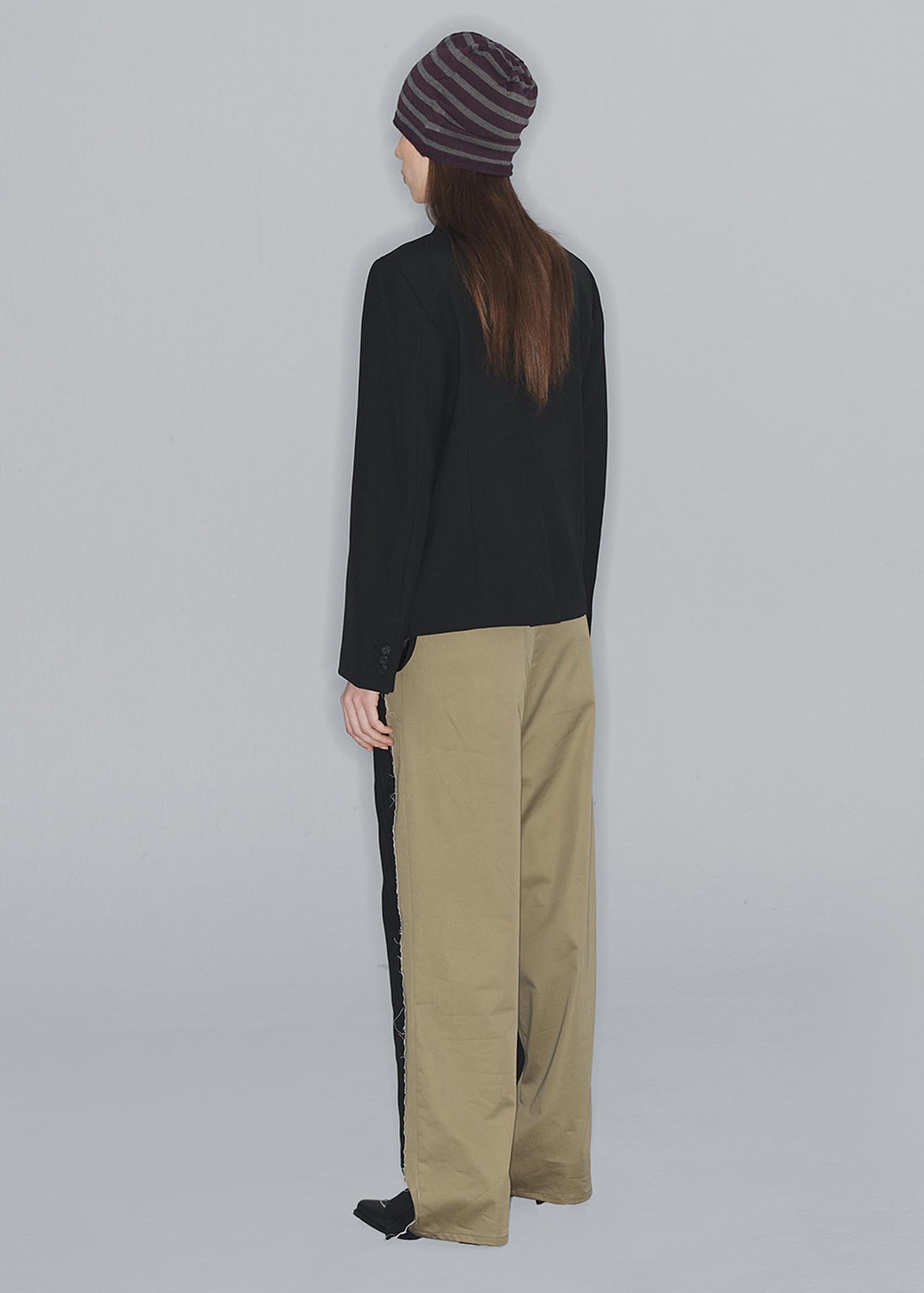 Black and Khaki Relaxed Faux Trousers