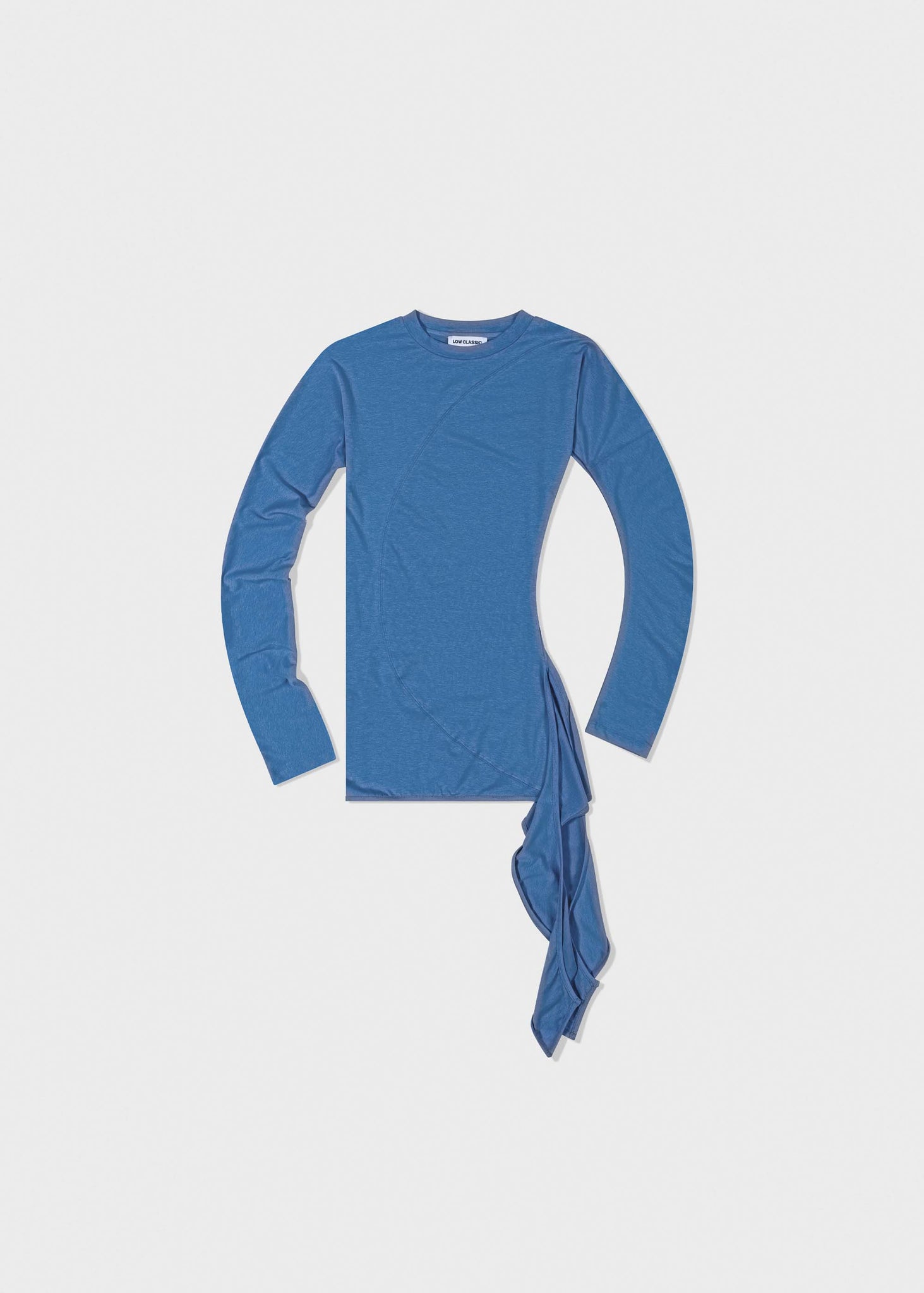 Blue Wrap Trim Longsleeve Top