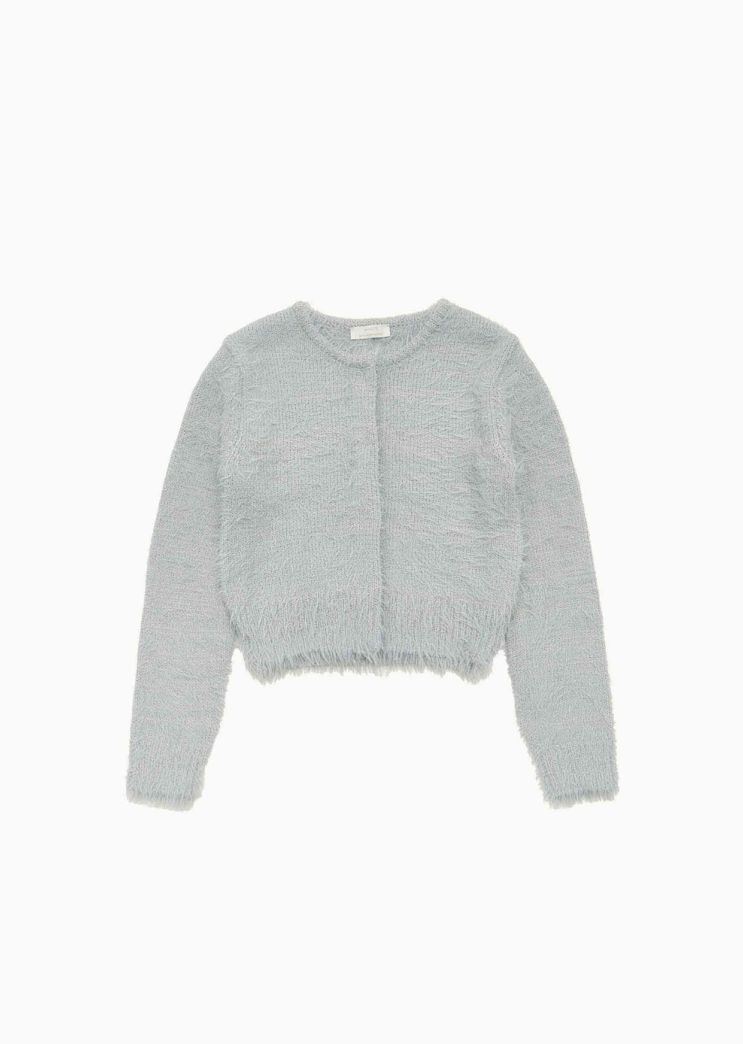 Grey Fuzzy Roundneck Cardigan