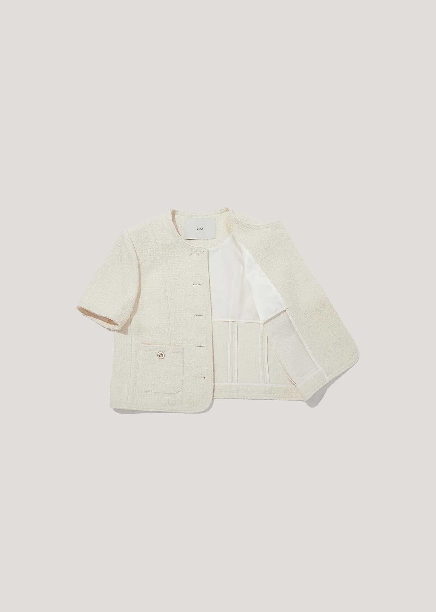 Beige Shortsleeve Tweed Jacket