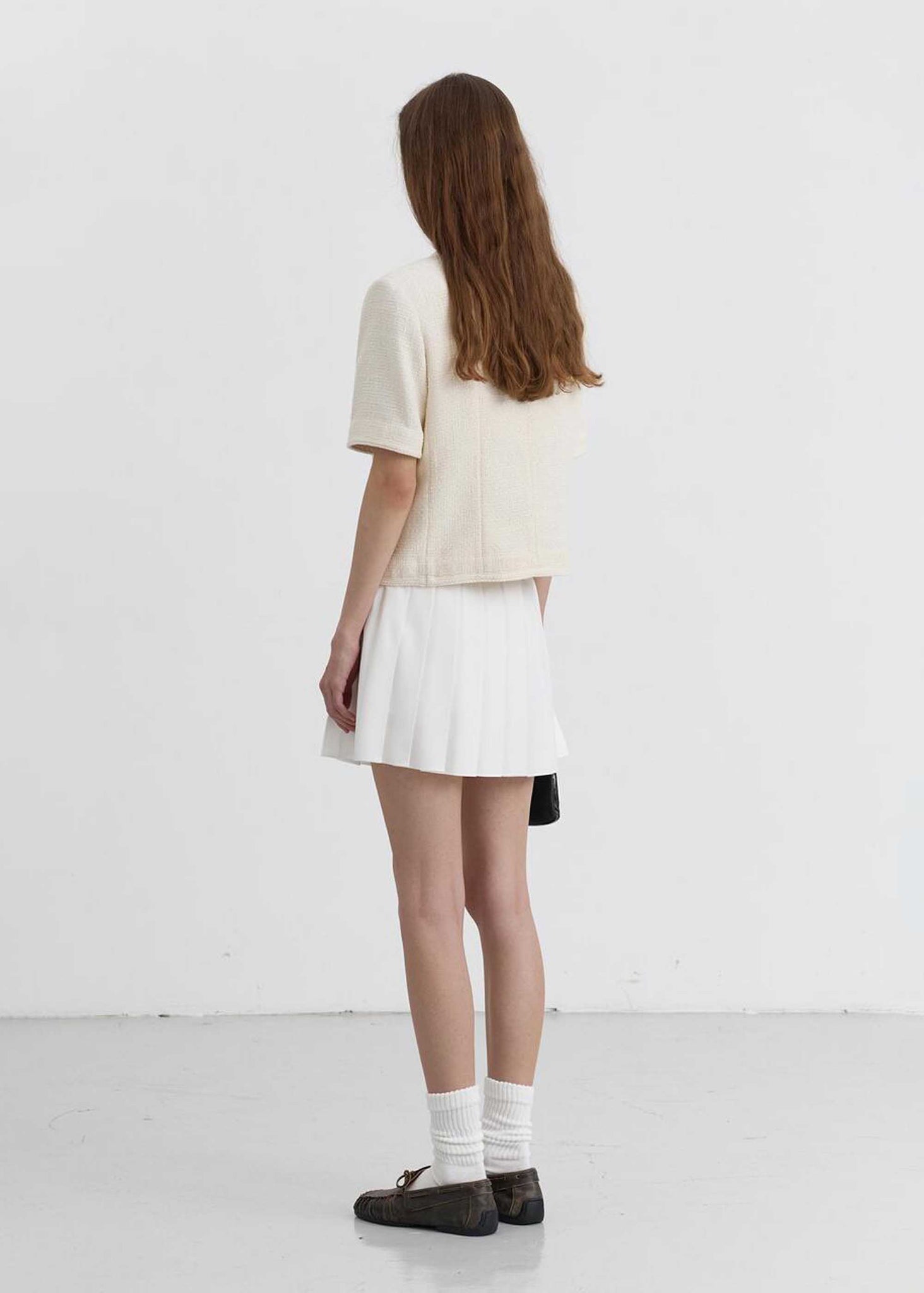 Beige Shortsleeve Tweed Jacket