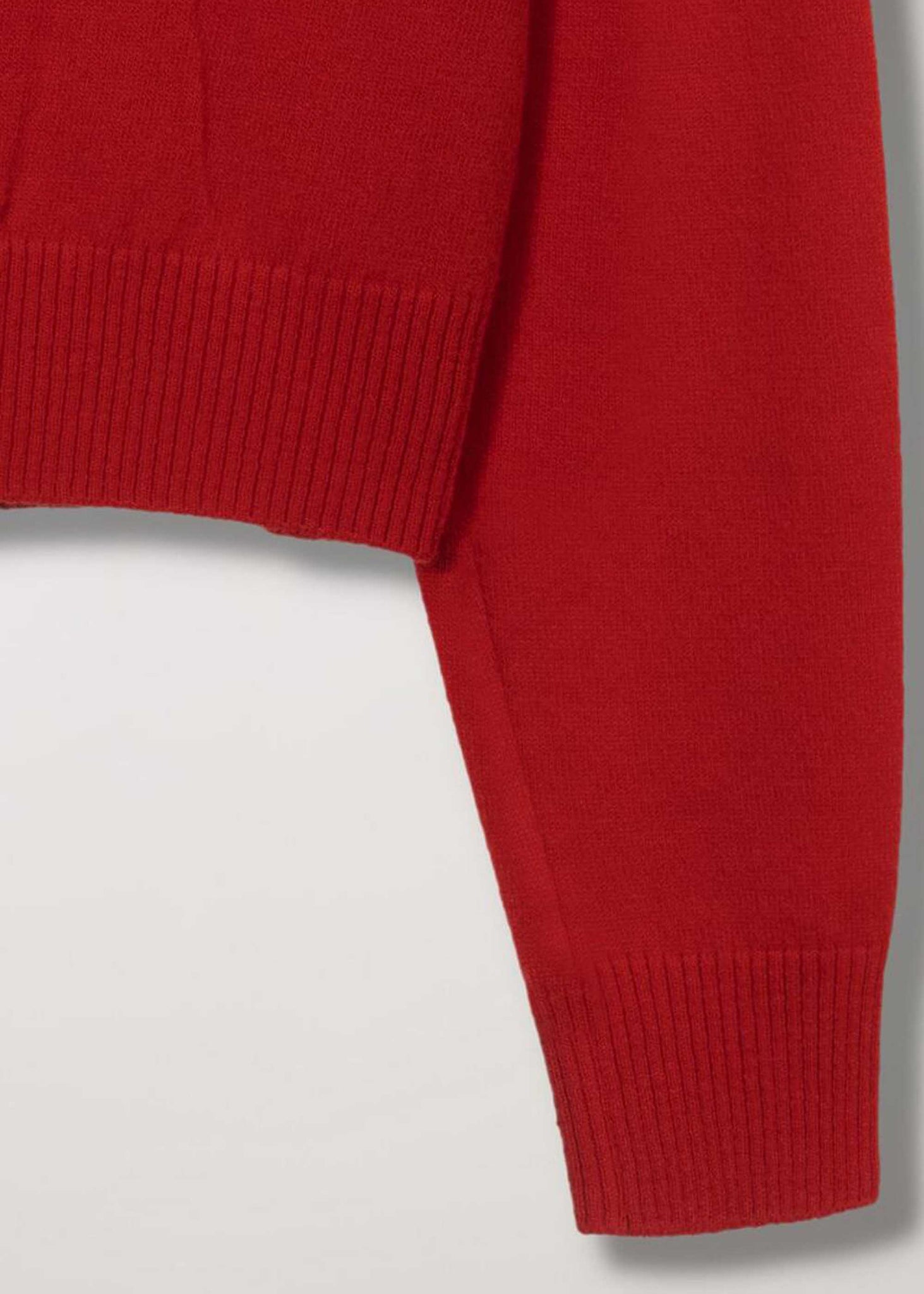Red Round-Neck Wool Cardigan