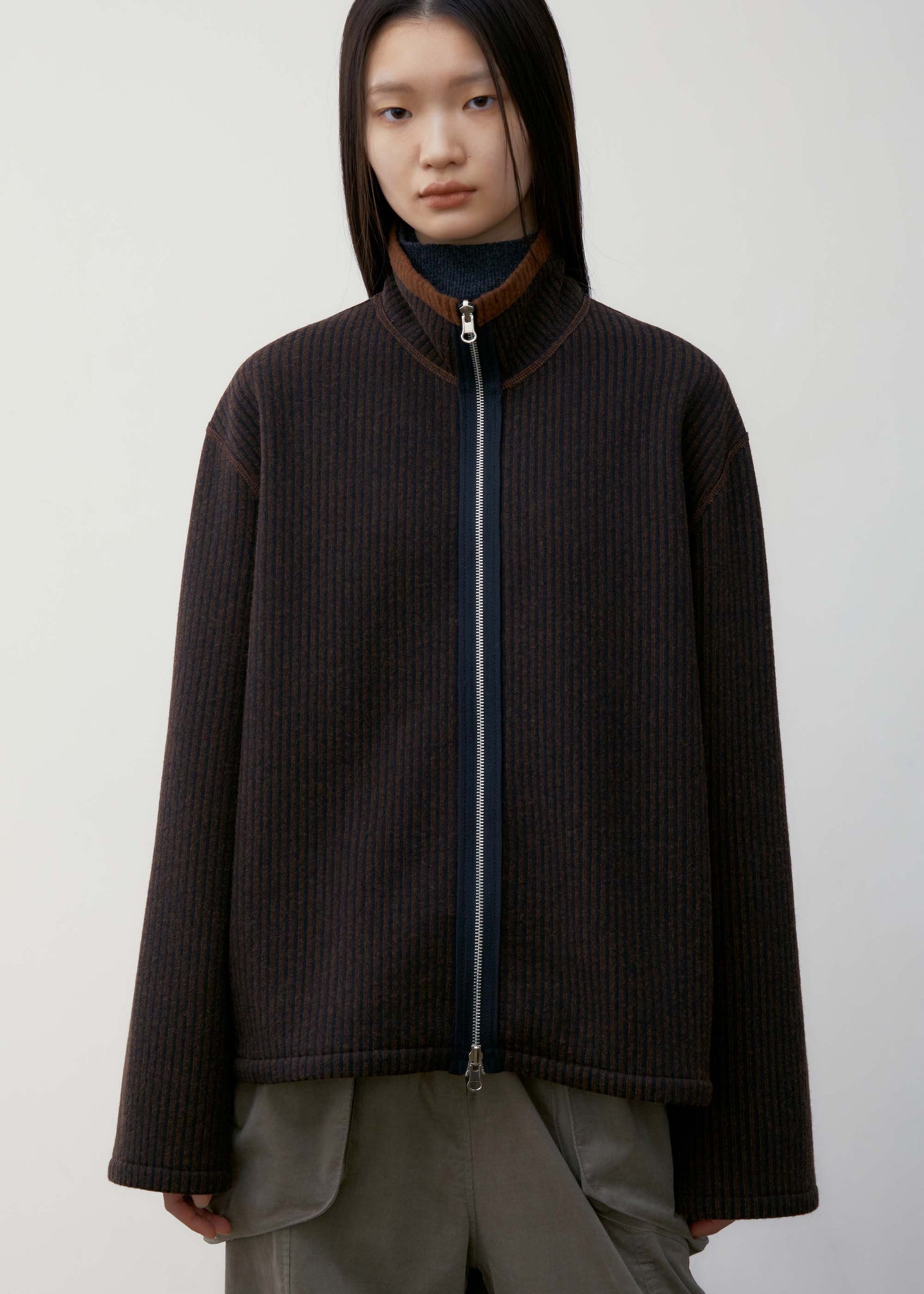 Brown High Neck Full-Zip