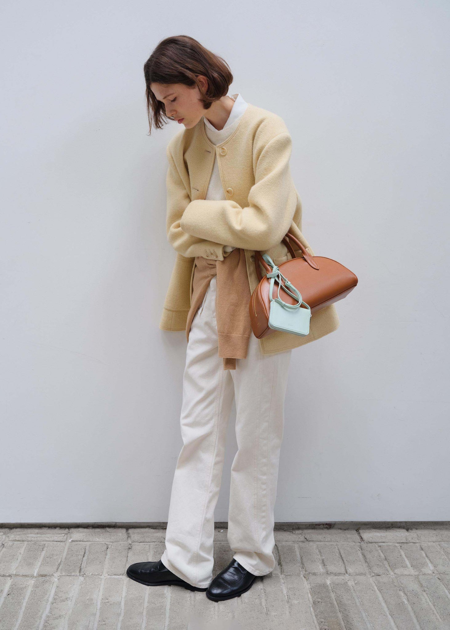 Pale Yellow Collarless Jacket