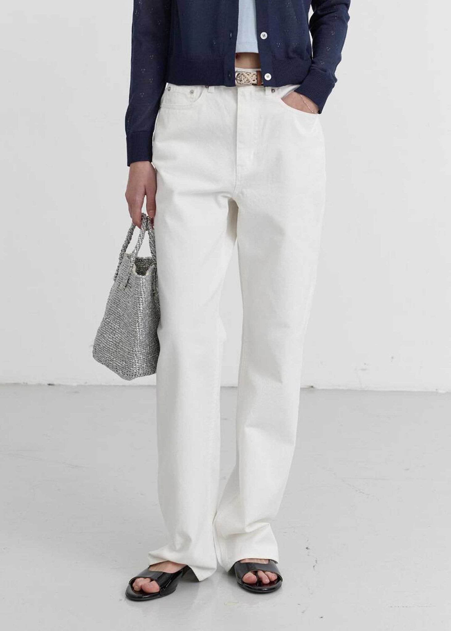 White Straight-Cut Jeans