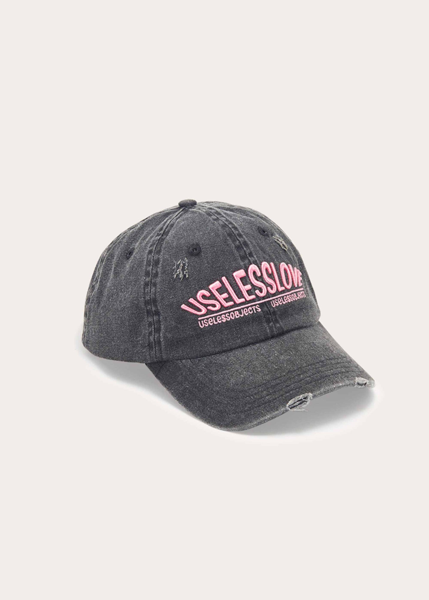 Grey Denim Embroidered Cap