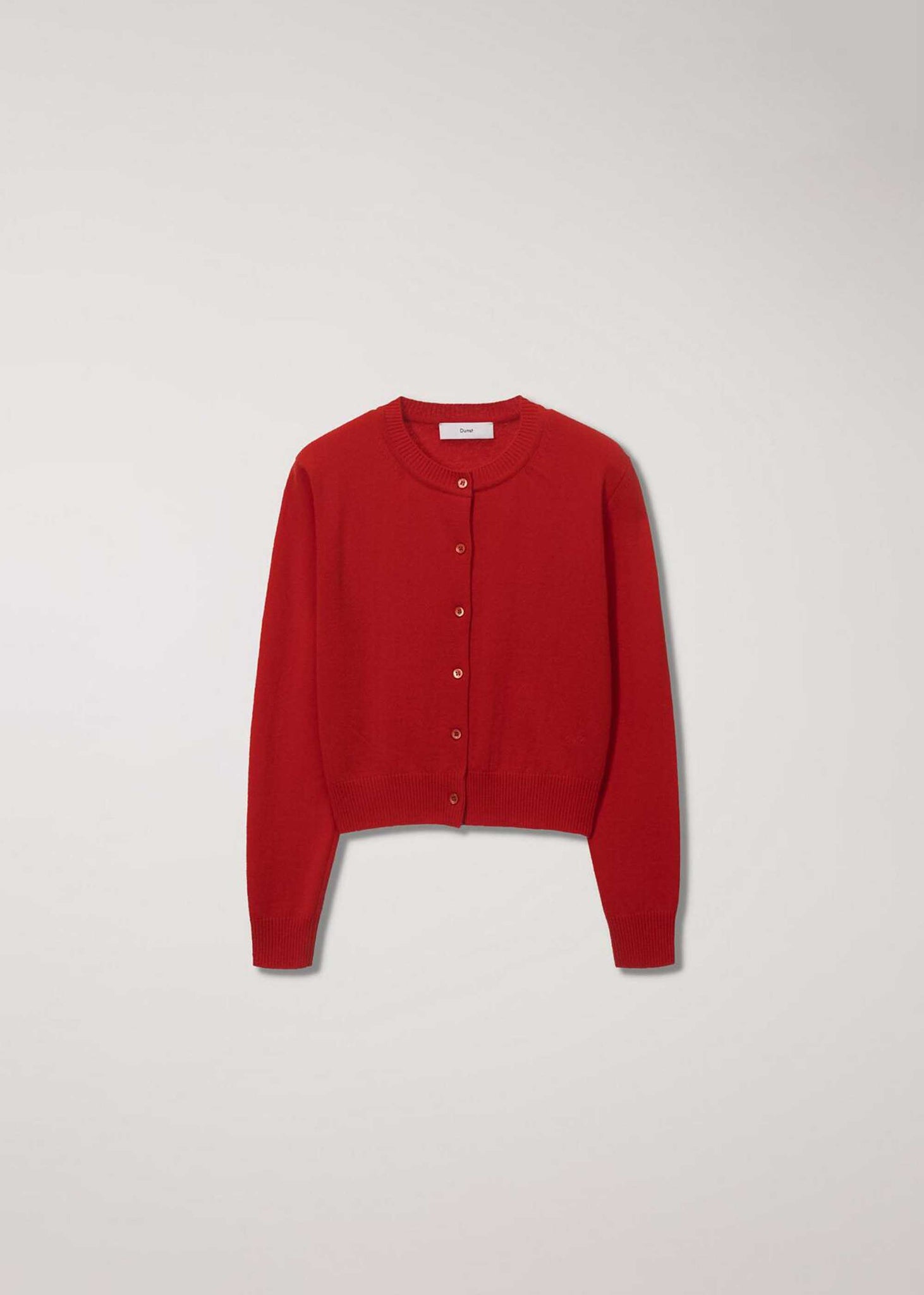 Red Round-Neck Wool Cardigan