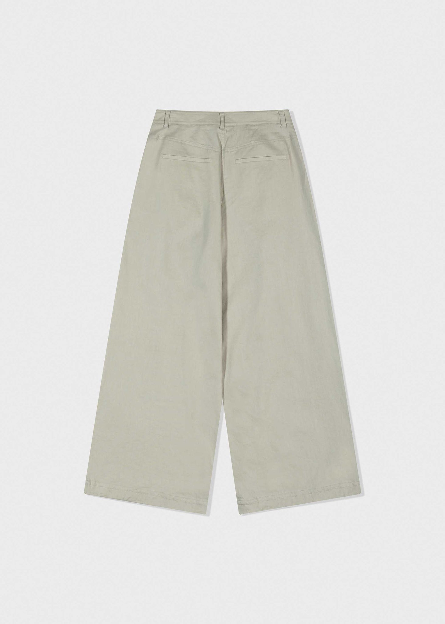 Beige Deep Tuck Wide Linen Trousers