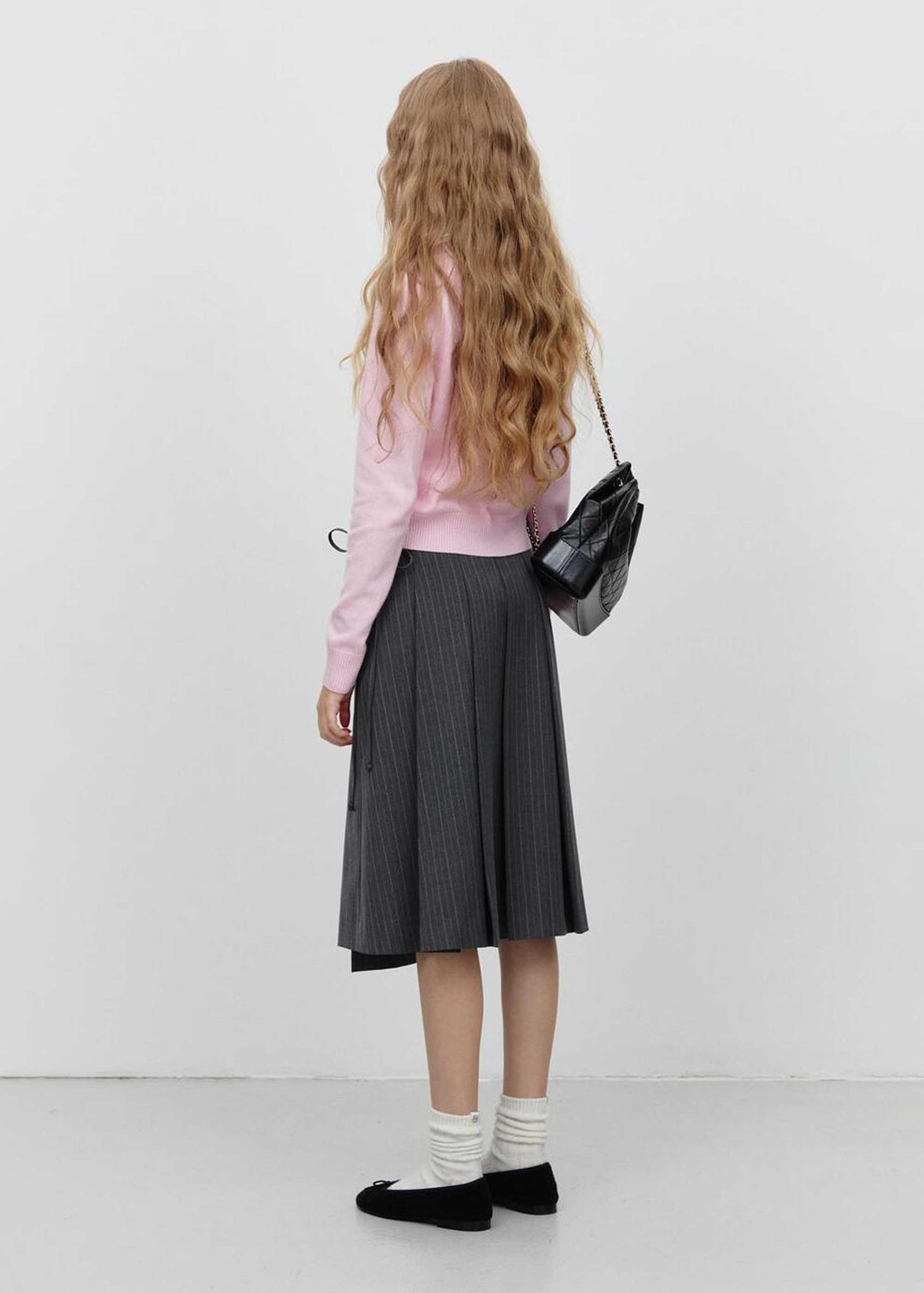 Pink Round-Neck Wool Cardigan