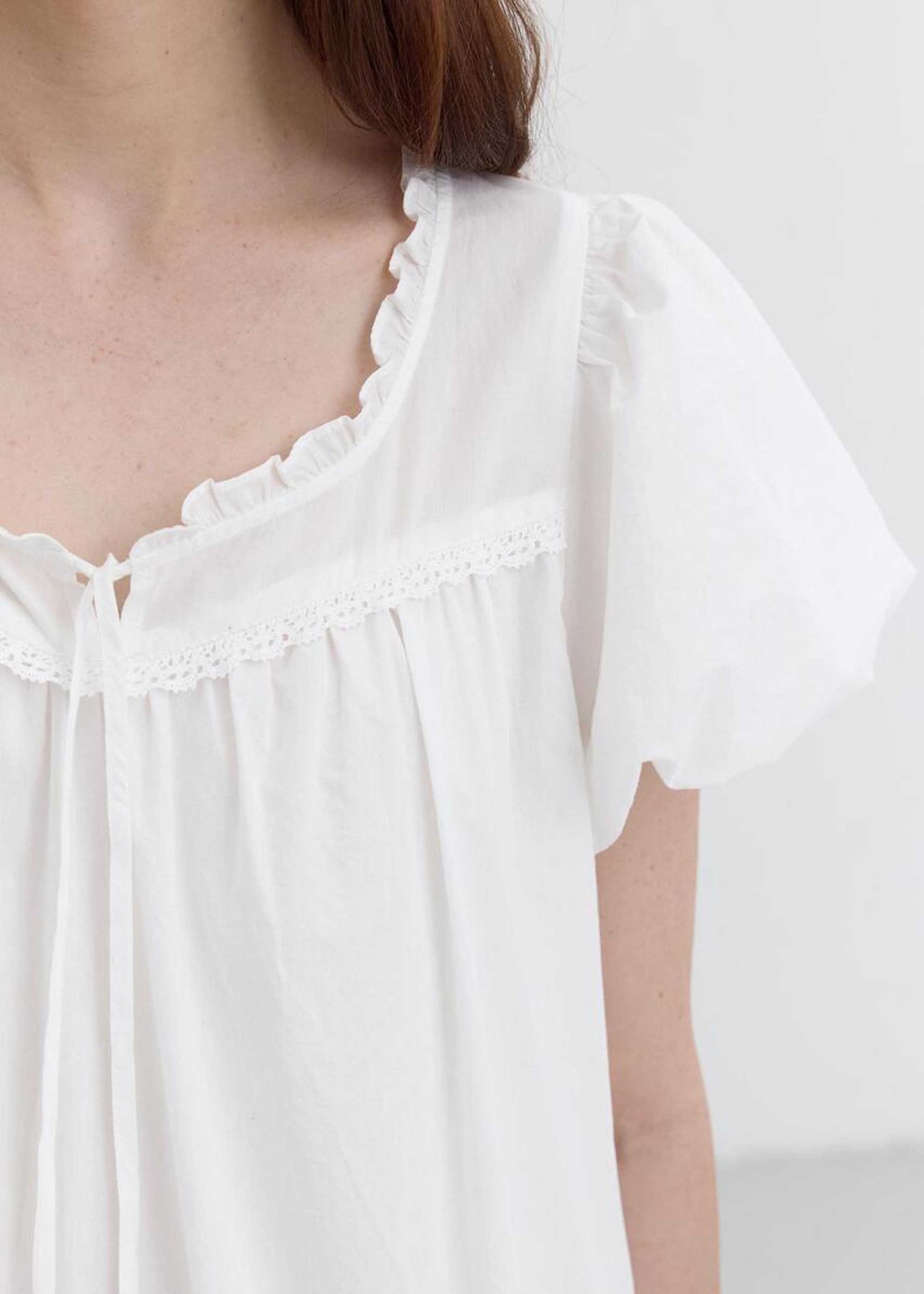 White Puff Sleeve Mini Dress