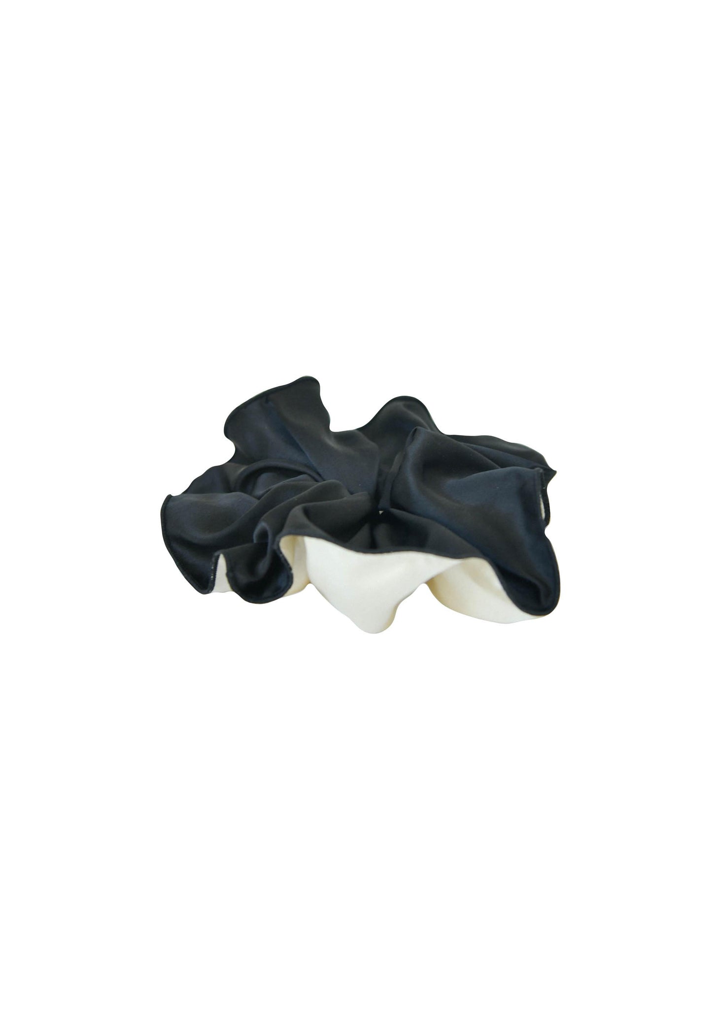 Beige & Black Satin Silk Hair Tie